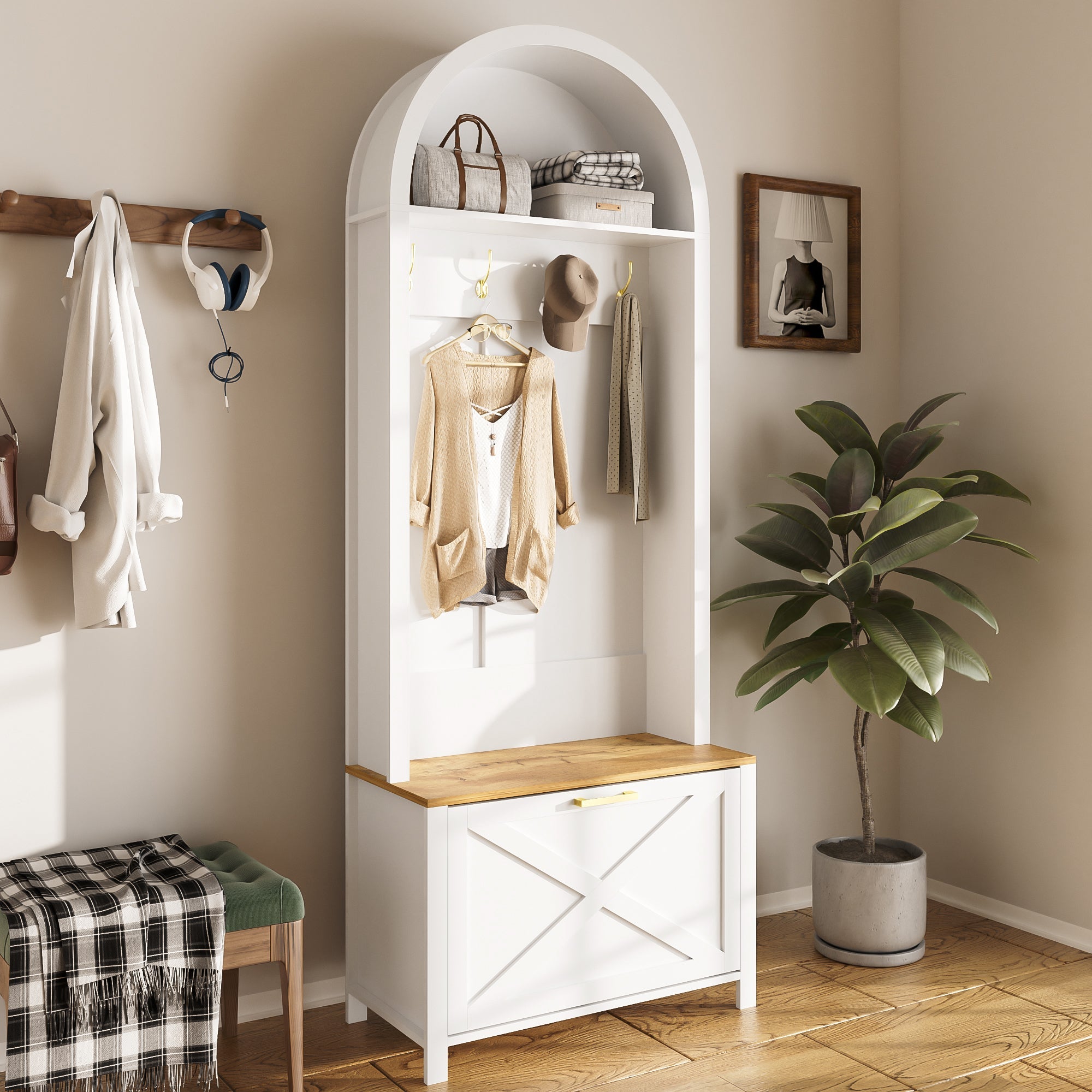 Logidon kledingkast wit MDF met schoenenrek en plank