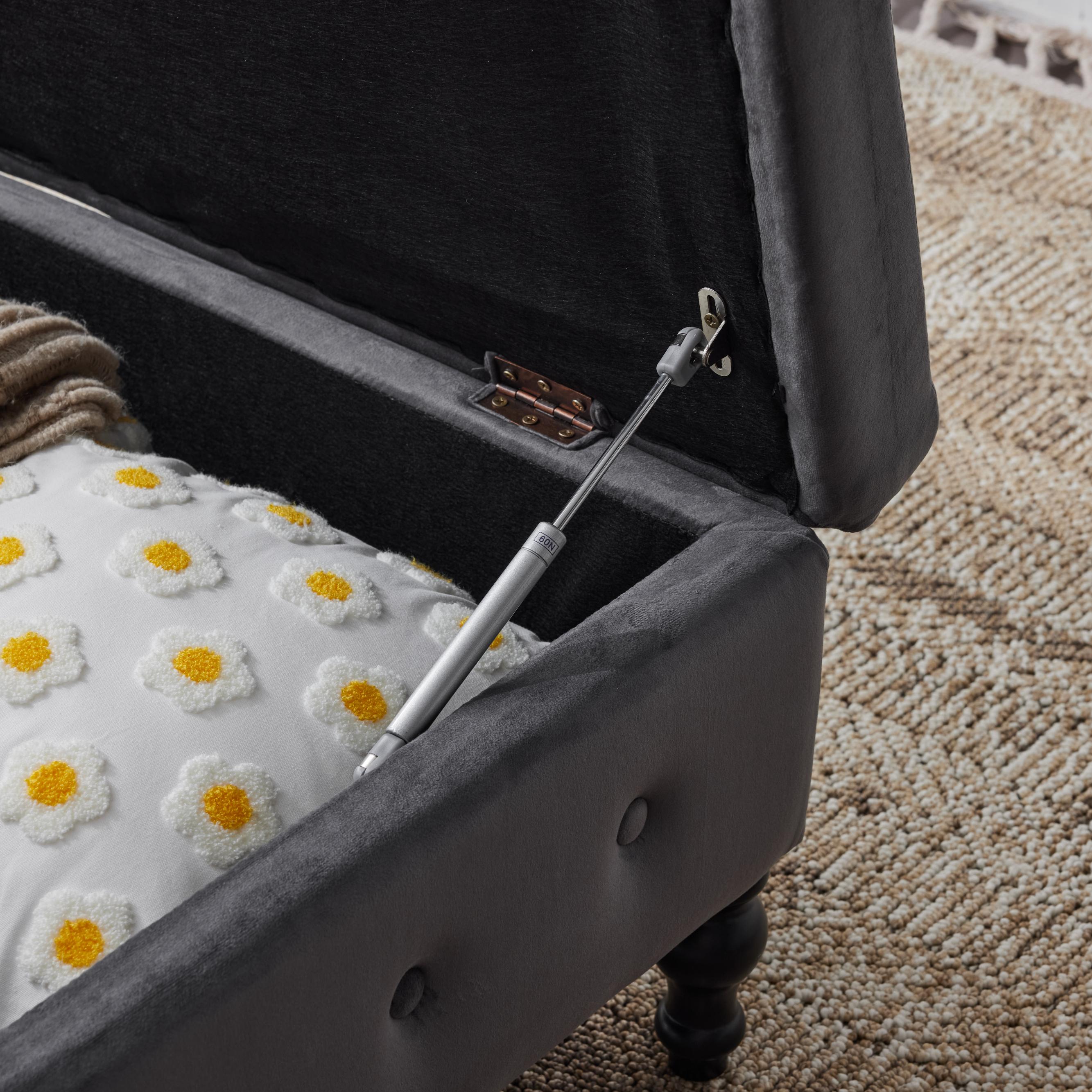 Logidon chaise longue bank grijs fluweel met opbergspijkerkop