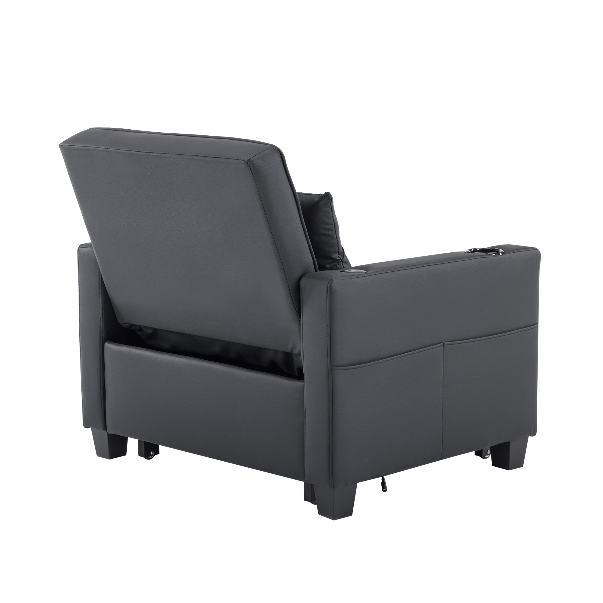 Logidon 3-in-1 uitschuifbare slaapbank, fauteuil, zwarte USB-bekerhouder