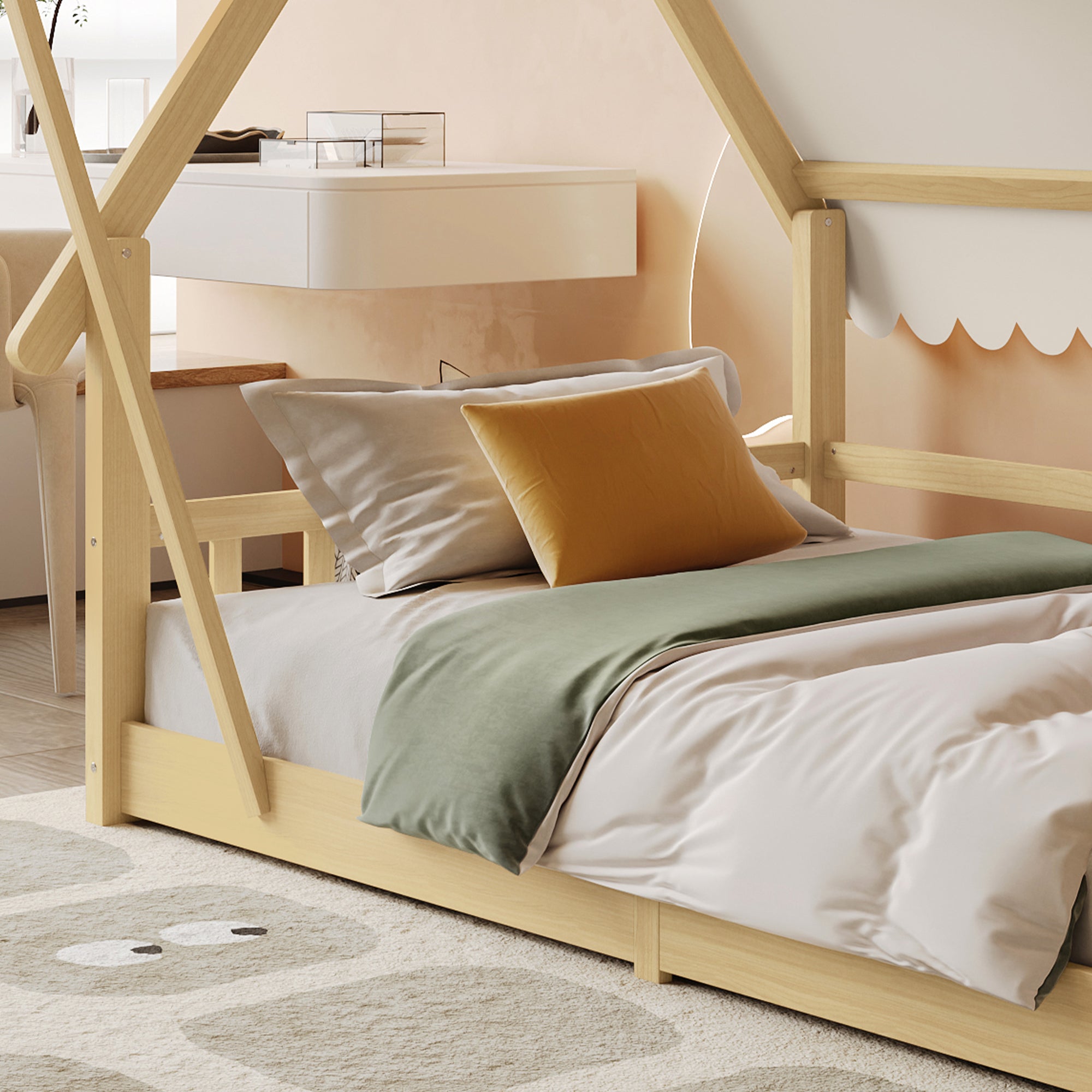 Logidon Cabinebed 90x200 met afneembare tent wit