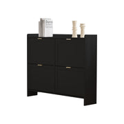 Logidon Moderne Schoenenkast Met 4 Kleppen Zwart 110 x 24 x 90 cm