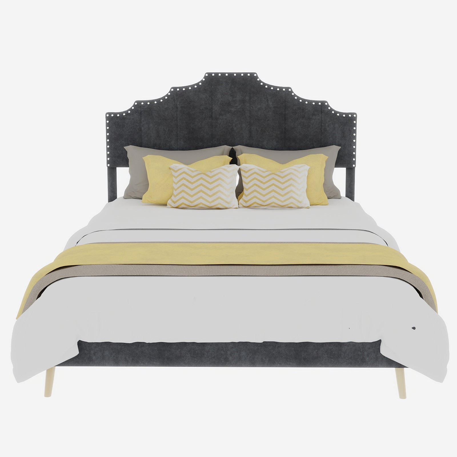 Logidon stoffen bed 160x200 cm grijs met hoofdeinde