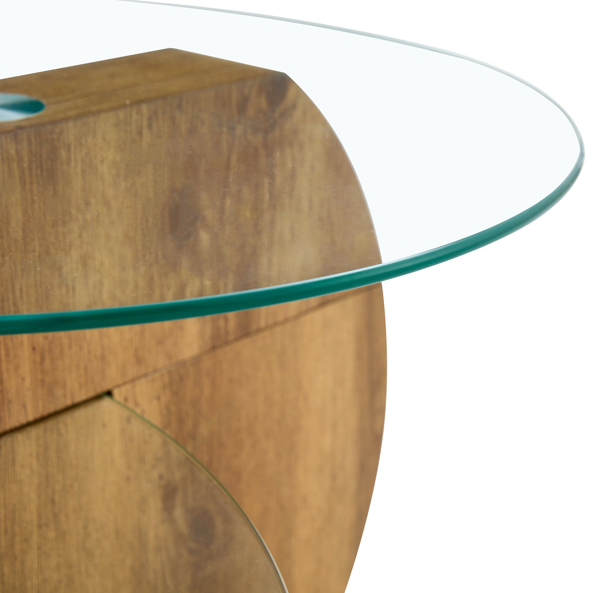 Logidon Moderne Glazen Salontafel Houtstructuur Meerlaags Design MDF 90x70cm