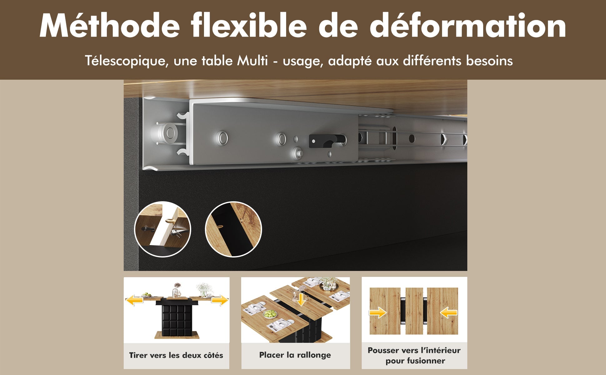 Logidon uitschuifbare eettafel 110-140 centimeter telescopisch naturel MDF