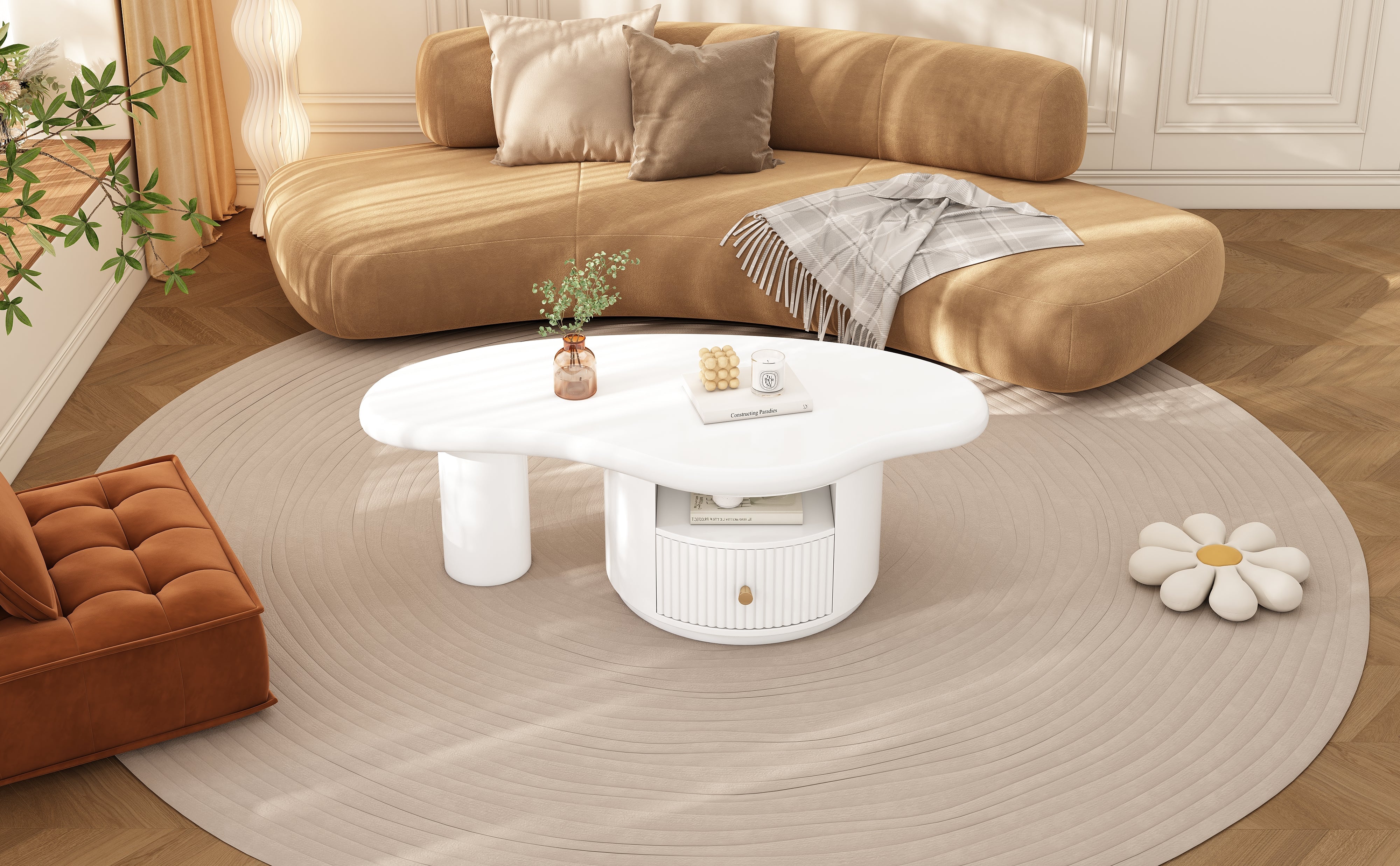 Logidon onregelmatige salontafel in wolkvorm 110x60cm wit