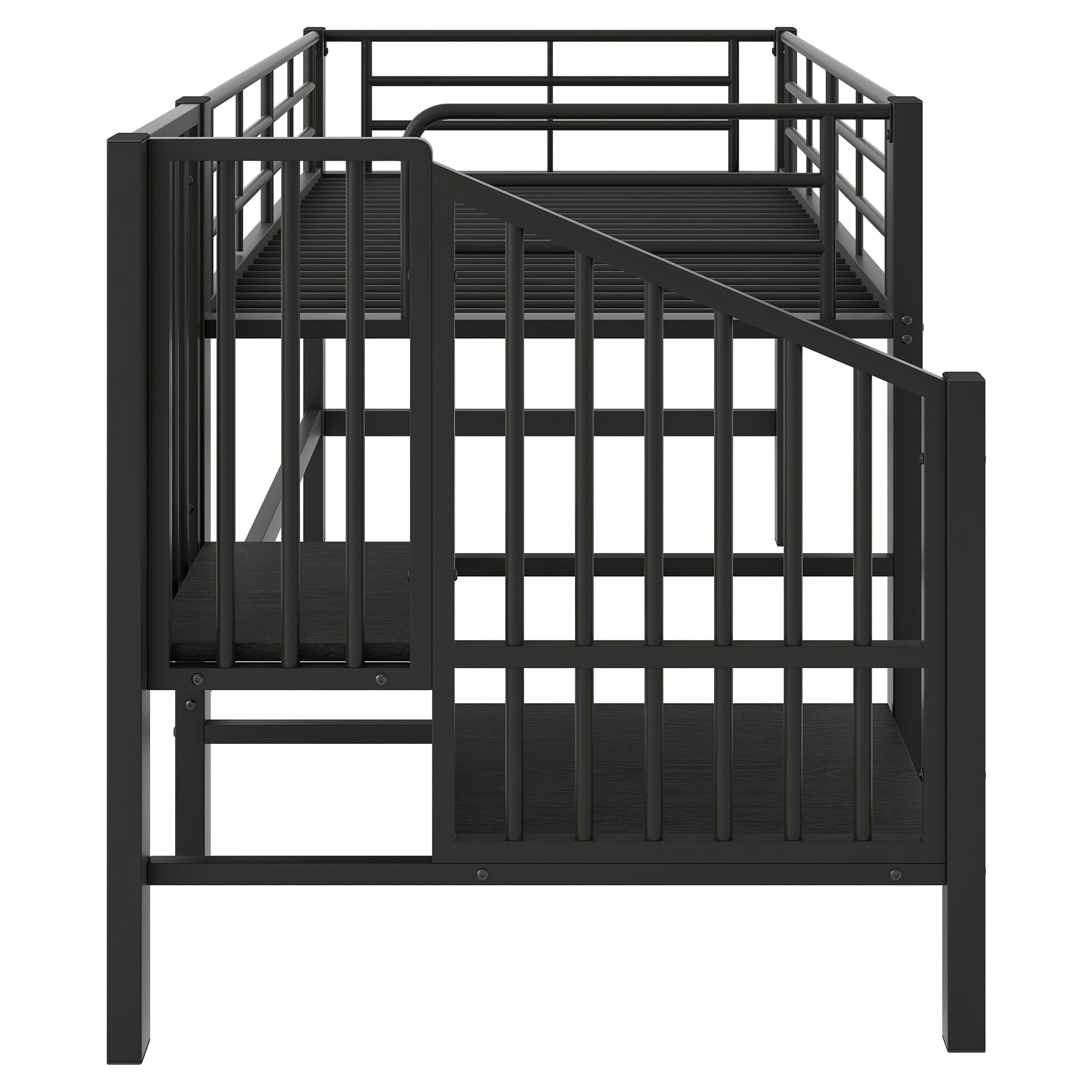 Logidon halfhoge hoogslaper 90 x 200 met opbergtrap zwart