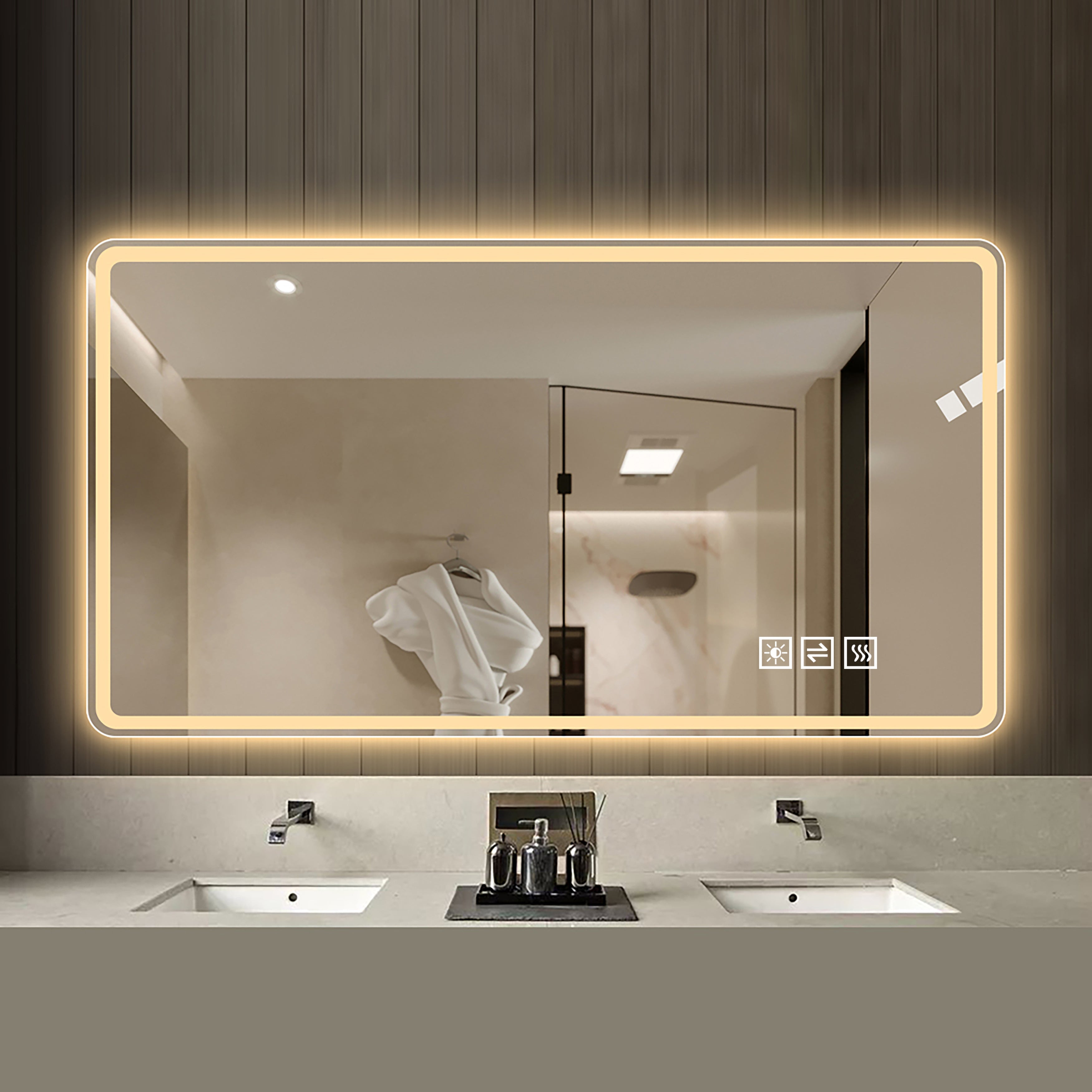 Logidon LED badkamerspiegel 60x100cm zilver frameloos anti-condens dimbaar