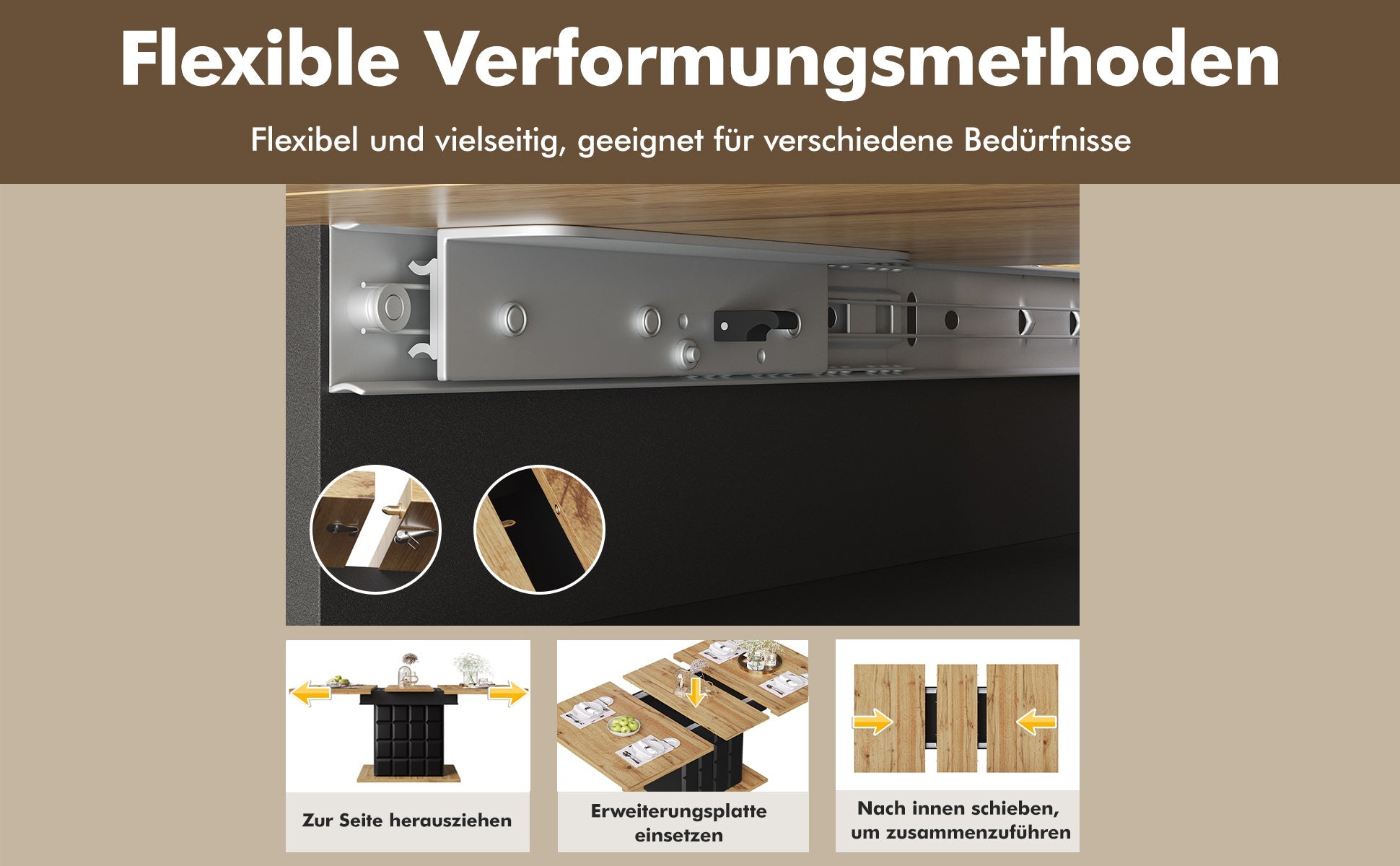 Logidon uitschuifbare eettafel 110-140 centimeter telescopisch naturel MDF