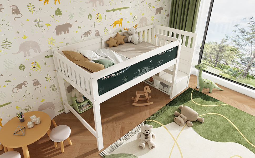 Logidon hoogslaper 90x200 kinderbed met whiteboard wit