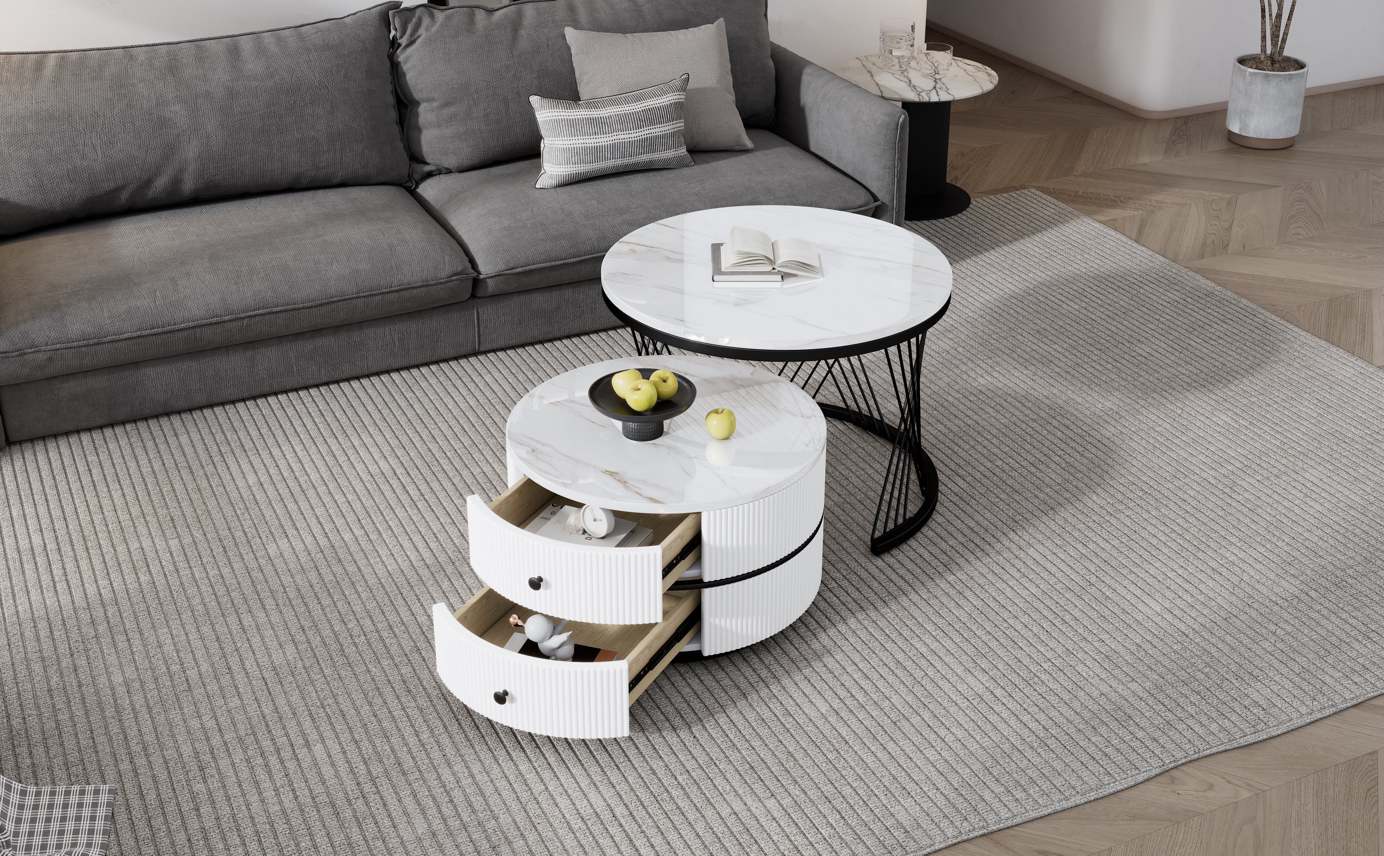Logidon Elegant Nest salontafelset wit, 2-delig, 60x60/50x50