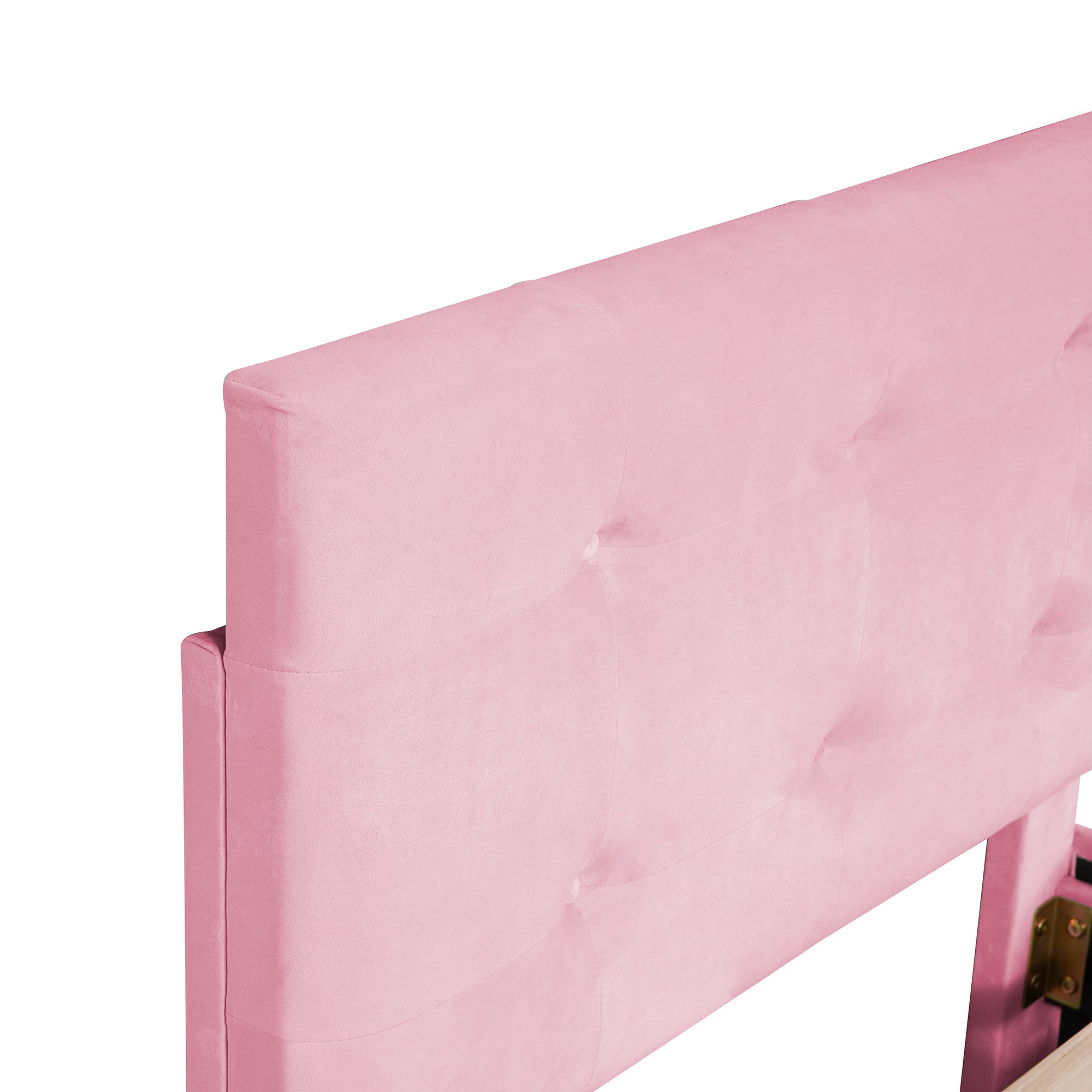 Logidon gestoffeerd bed 90x200 roze fluweel met lattenbodem twee lades