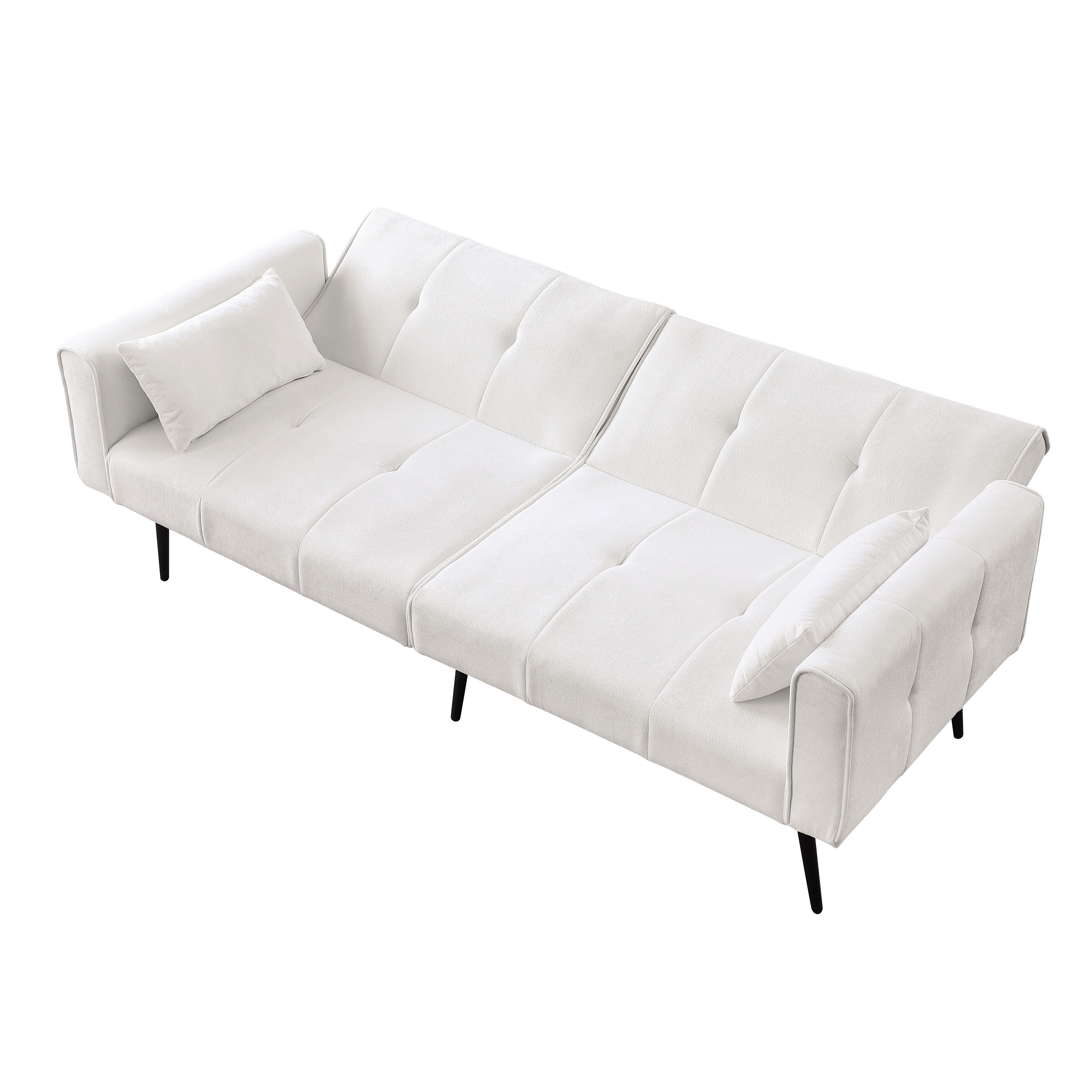 Logidon Futon slaapbank beige stof 175 cm lang 3-zits
