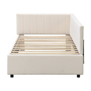 Logidon upholstered bed 90x200 multifunctional bed with slatted frame beige velvet