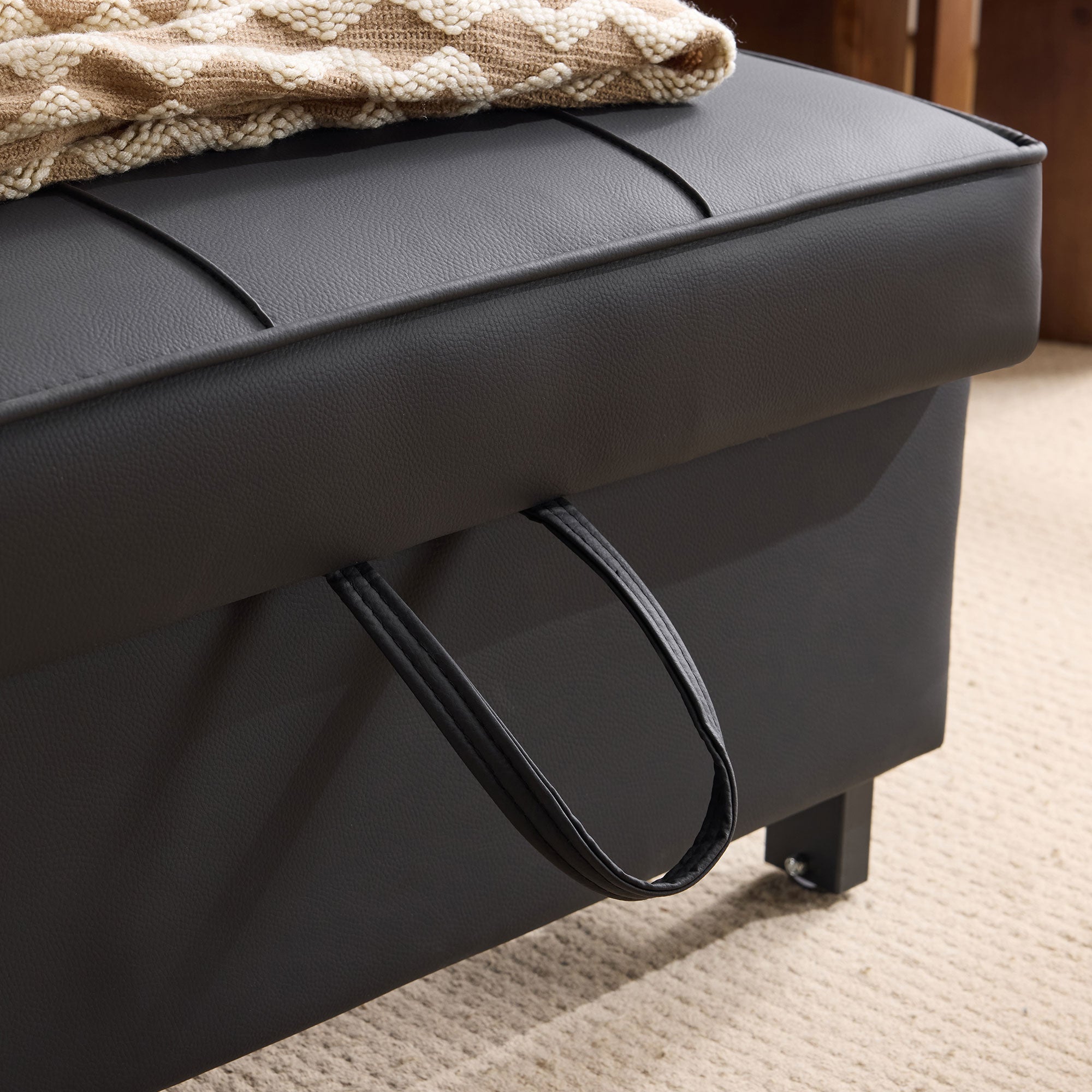 Logidon 3-in-1 uitschuifbare slaapbank, fauteuil, zwarte USB-bekerhouder