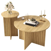 Logidon Nesttafelset 2-delig Naturel Hout Rond 76 Cm Scandinavisch