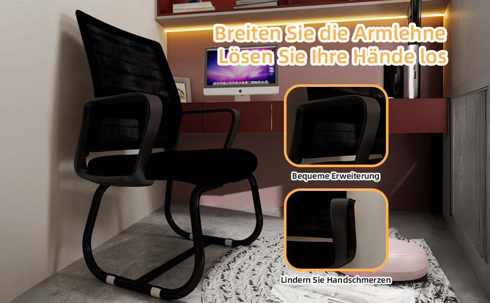 Logidon Minimalistische Bureaustoel Metalen Frame Mesh Rug Zwart