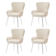 Logidon Velvet eetkamerstoel beige luxe set van vier met armleuningen