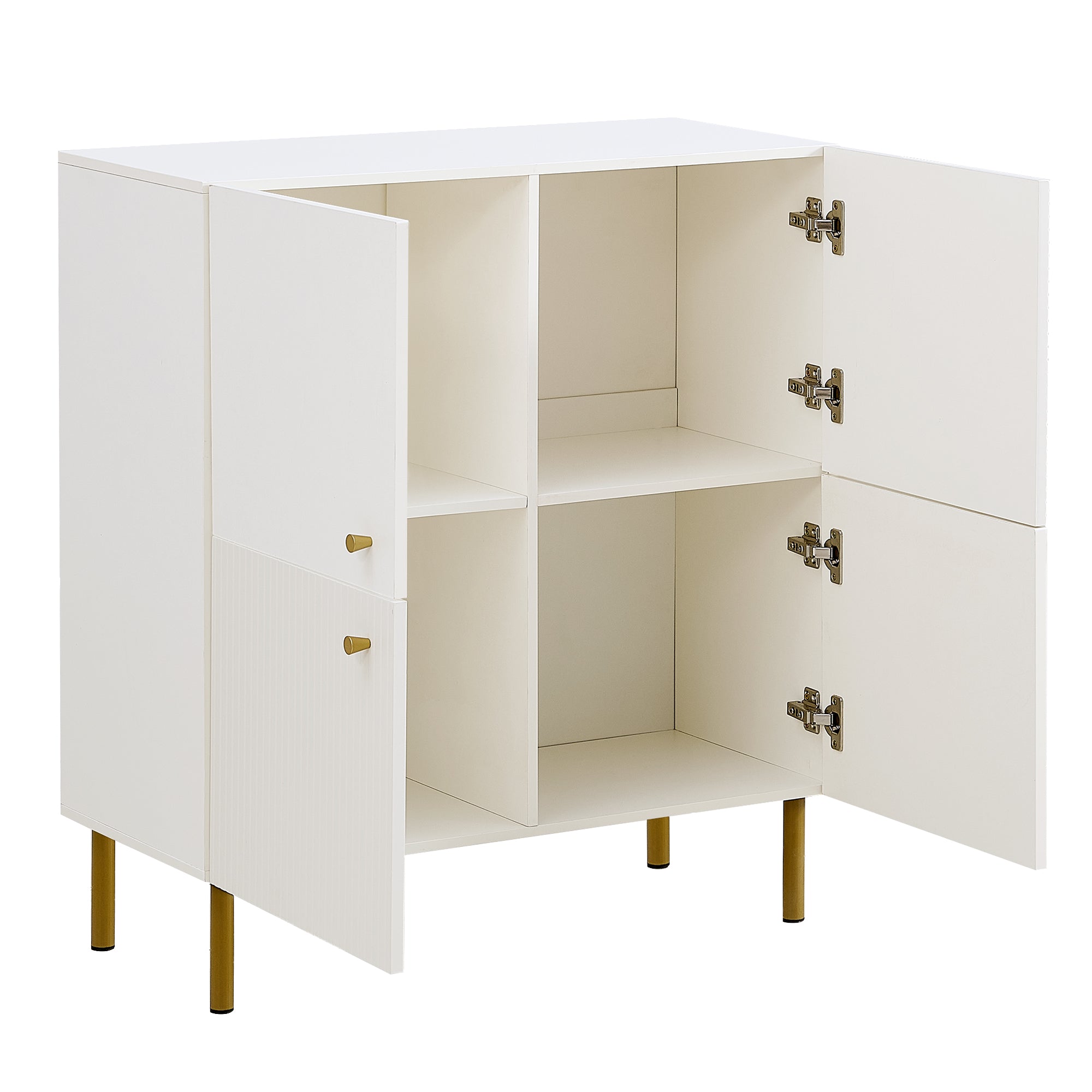 Logidon Wit MDF dressoir 80x36x90 cm zinken handvat stalen poten