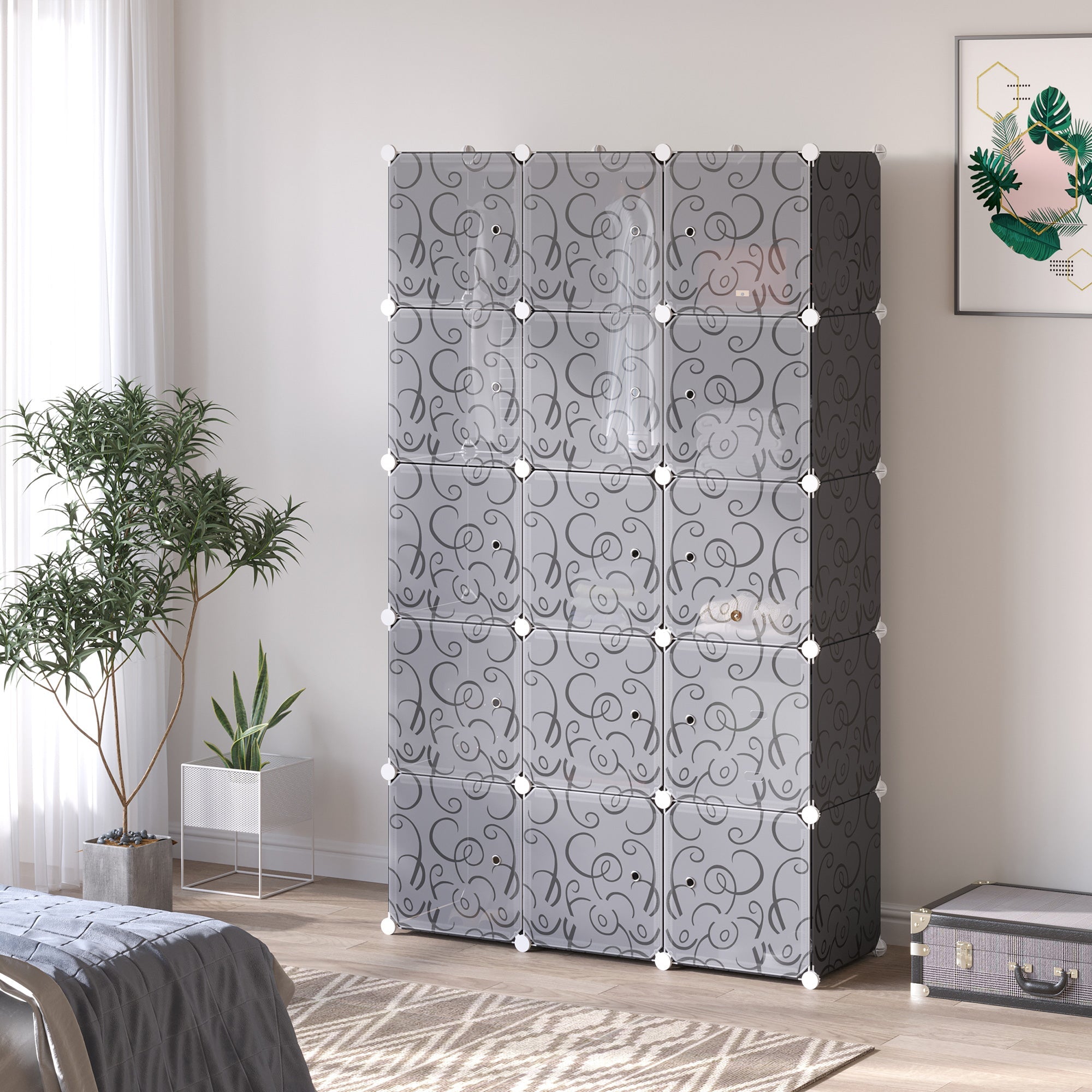 Logidon DIY kubusplank zwart 11 vakken 111x47x183 cm