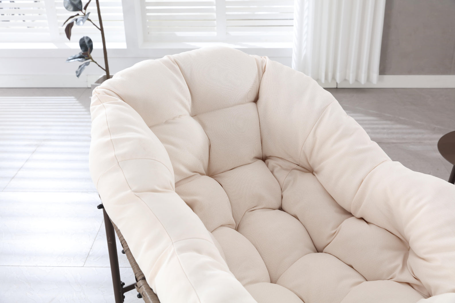 Logidon Outdoor Lounge Chair Groot Rieten Eigrijs met Dik Kussen