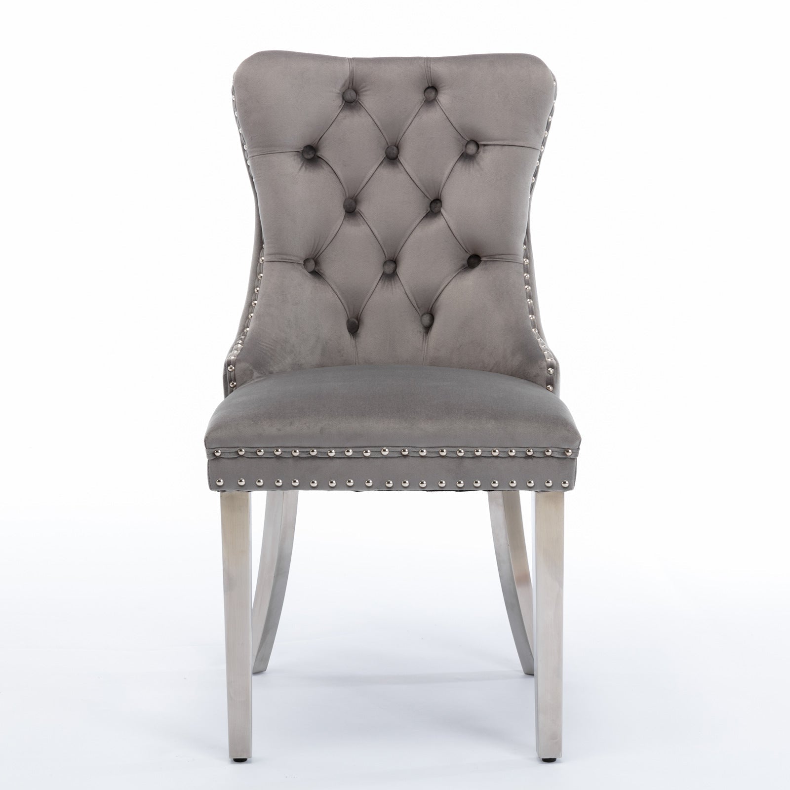 Logidon Nikki Collection Dining Table Chair Set of 2 Gray Luxury Velvet Cover