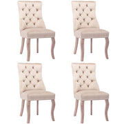 Logidon Velvet Beige 4-legged chair with button quilting and high backrest