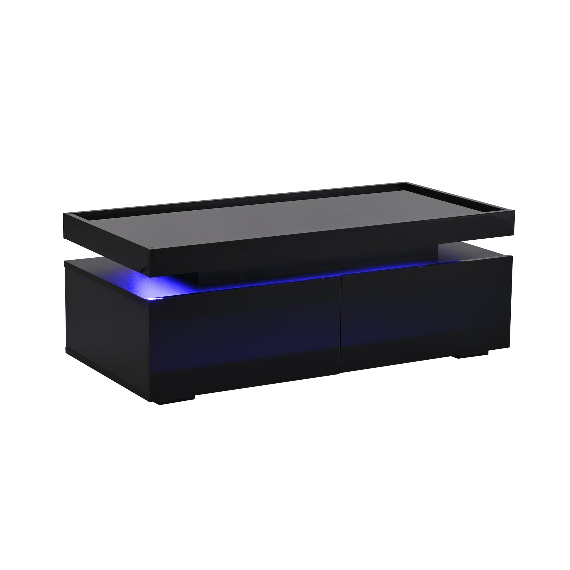 Logidon hoogglans salontafel 95x45x35 cm met LED verlichting zwart