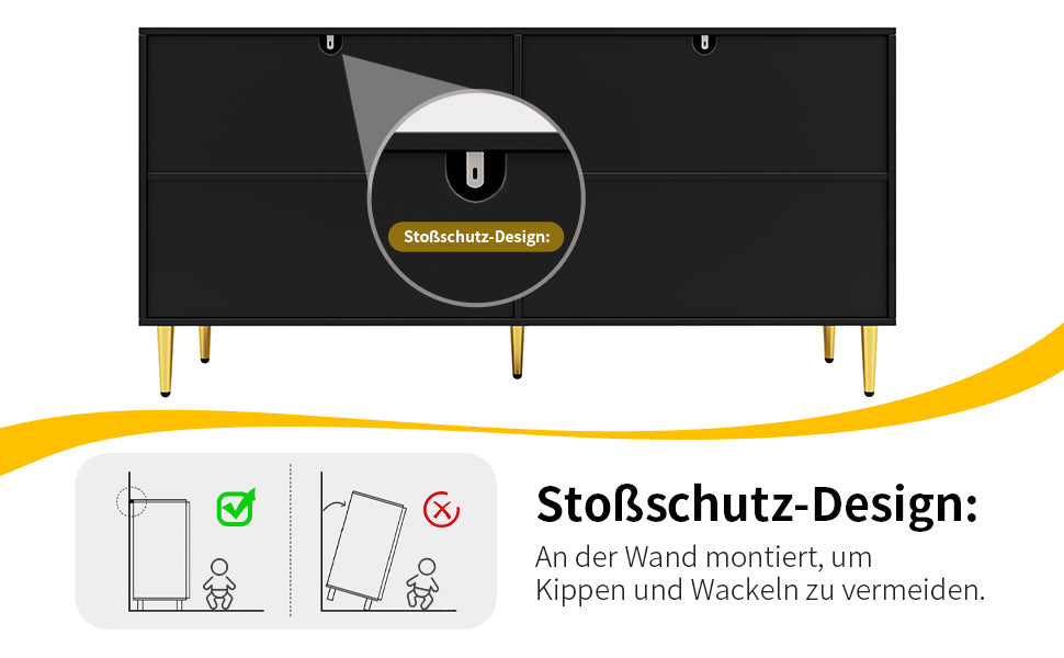 Logidon Zwart dressoir 152x40x75 cm golfdesign