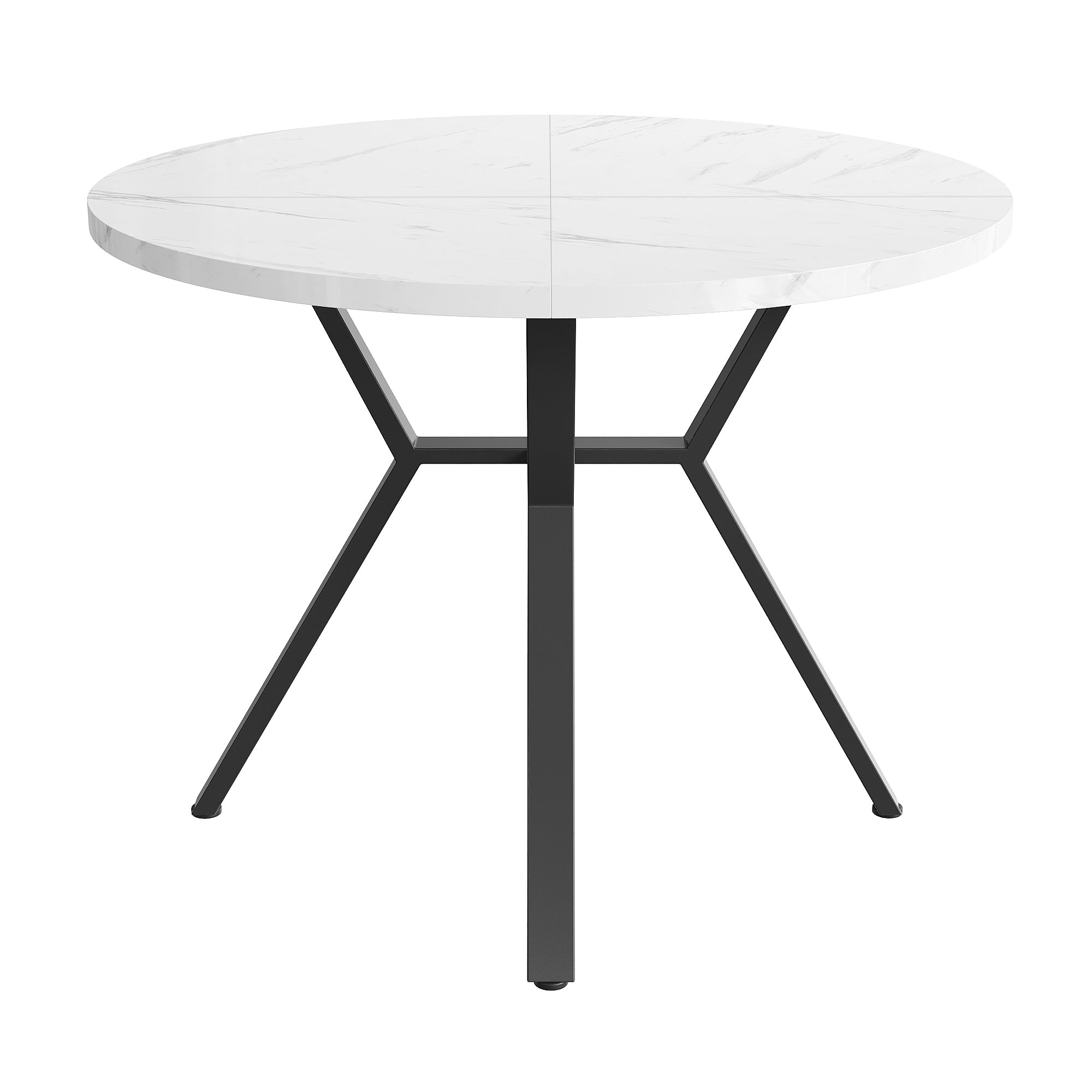 Logidon eettafelset 5-delig ronde marmerlook tafel en groene velours stoelen