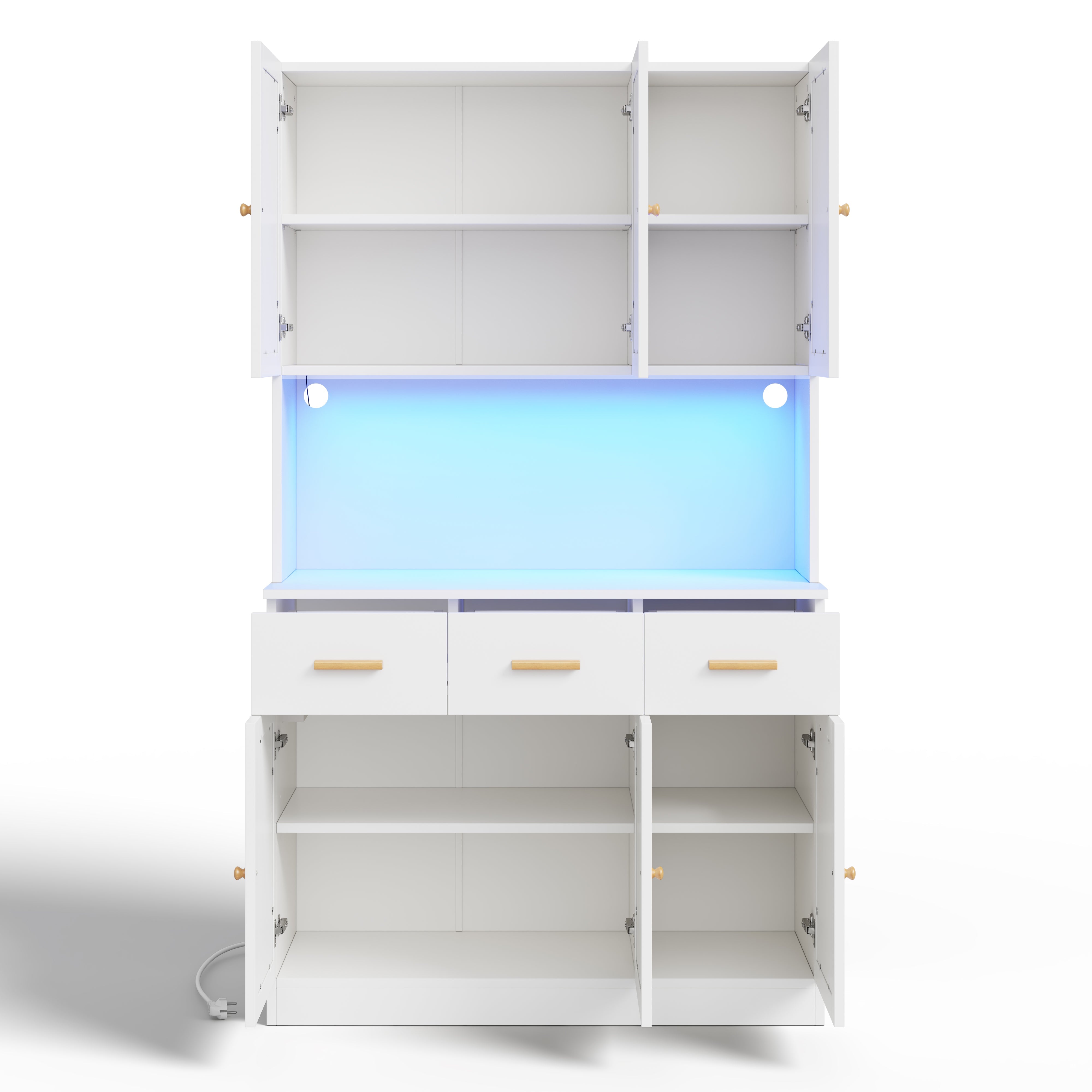 Logidon keukenbuffetkast 182 cm wit LED-verlichting stopcontact