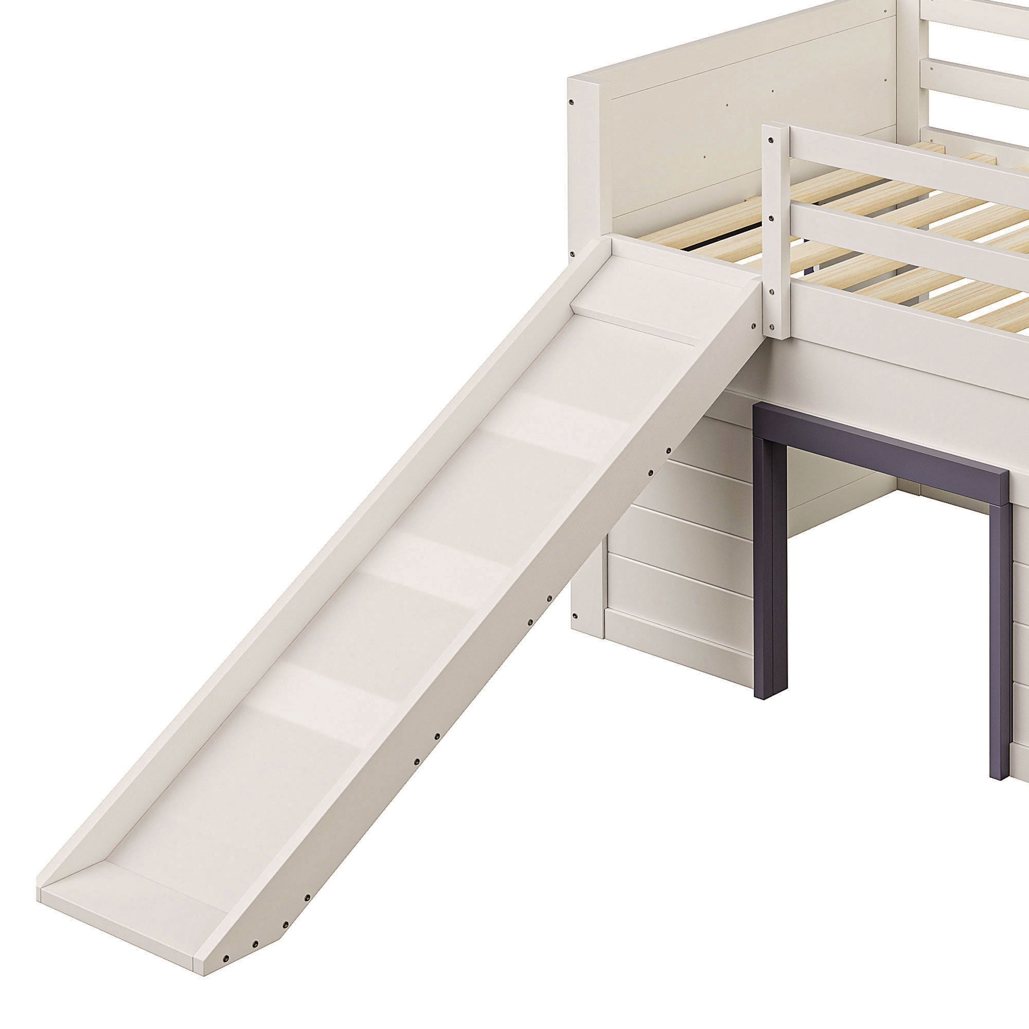 Logidon crème hoogslaper 90x200 met glijbaan, 3 lades, 2 deuren