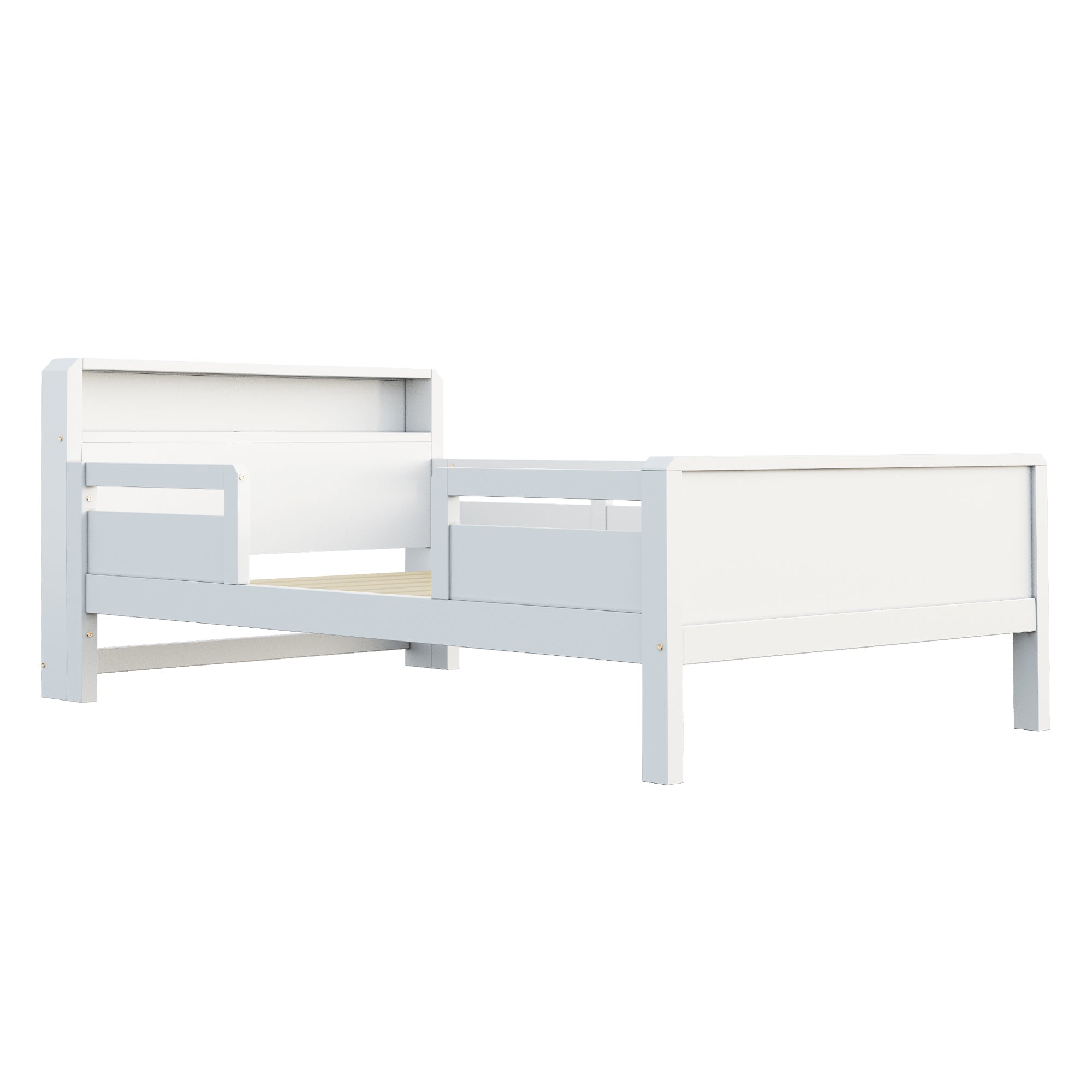 Logidon houten bed 90x200 cm USB C oplaadpunt LED hoofdbordplank wit