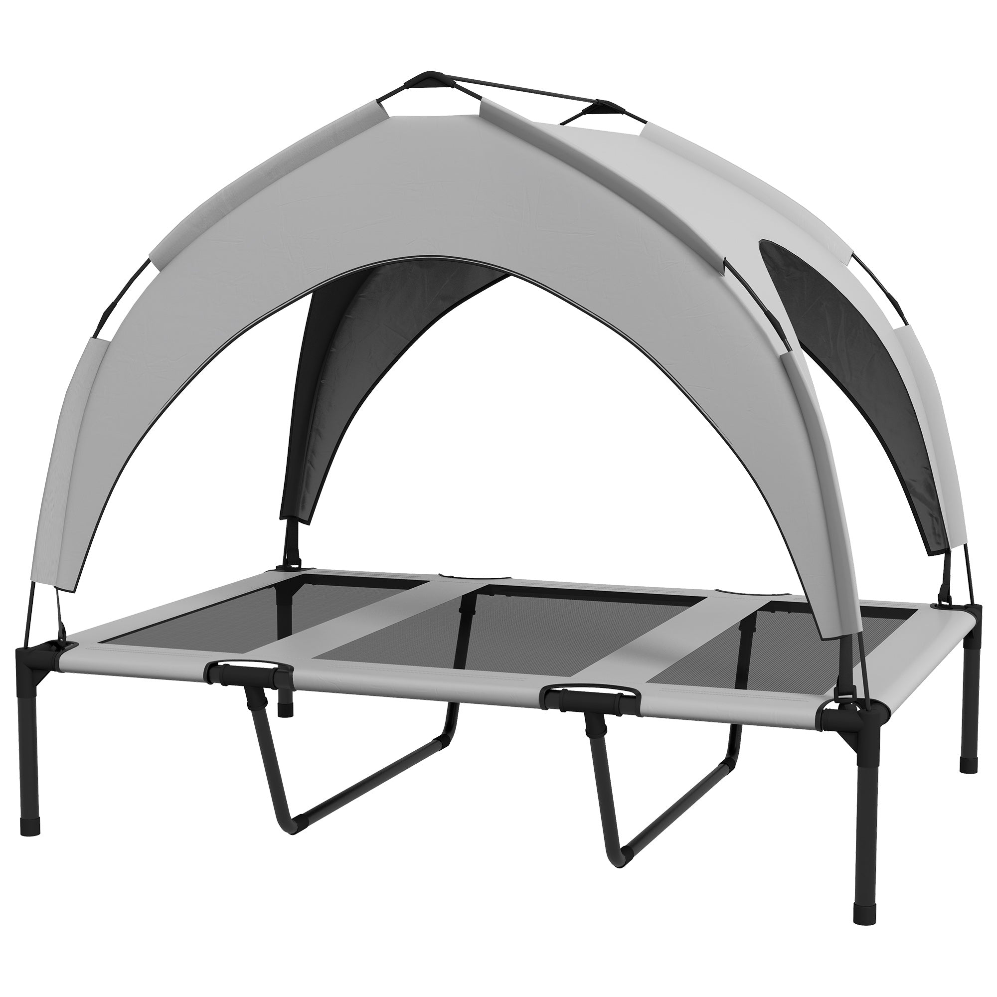 Logidon PawHut verhoogd hondenbed met luifel lichtgrijs 106x76x94 cm