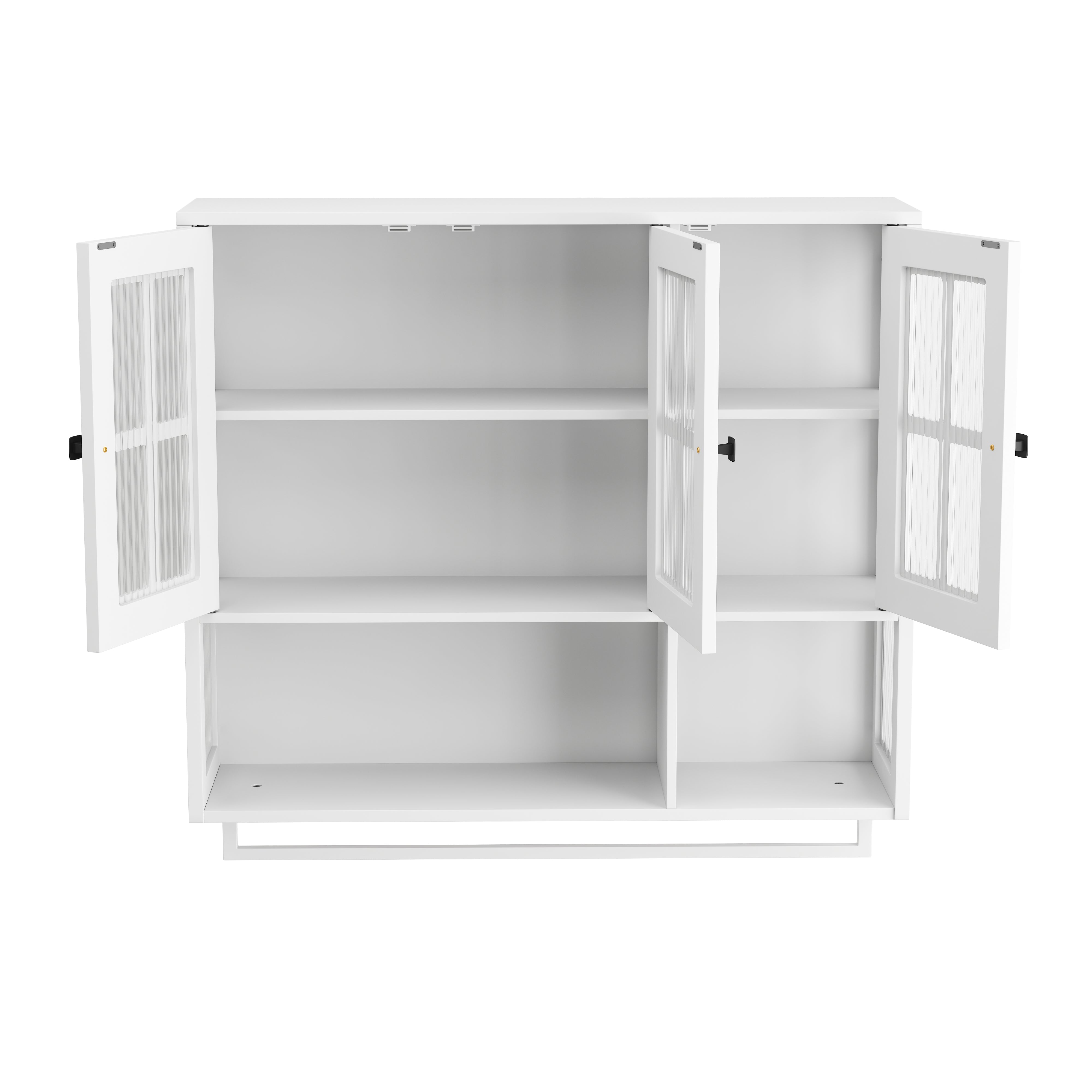 Logidon badkamerwandkast 3 deuren met glazen front en handdoekhouder wit