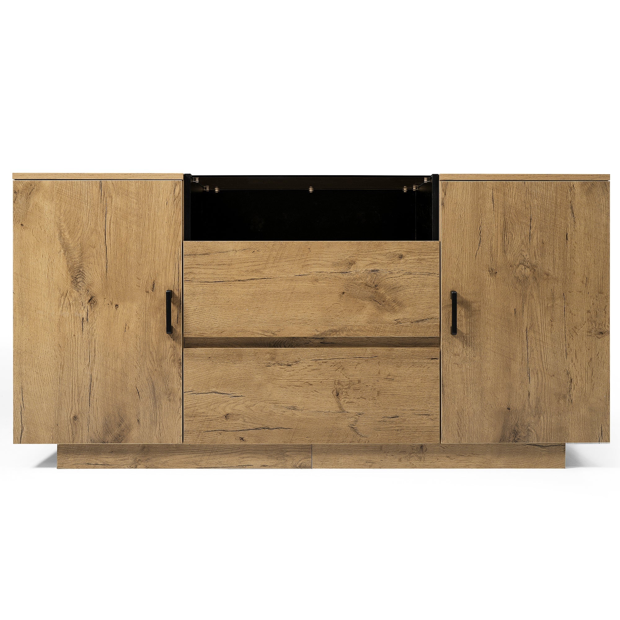 Logidon oak look chest of drawers sideboard 2 drawers 2 cupboards H70