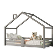 Logidon kinderbed huisbed met schouw grijs 90x200 cm