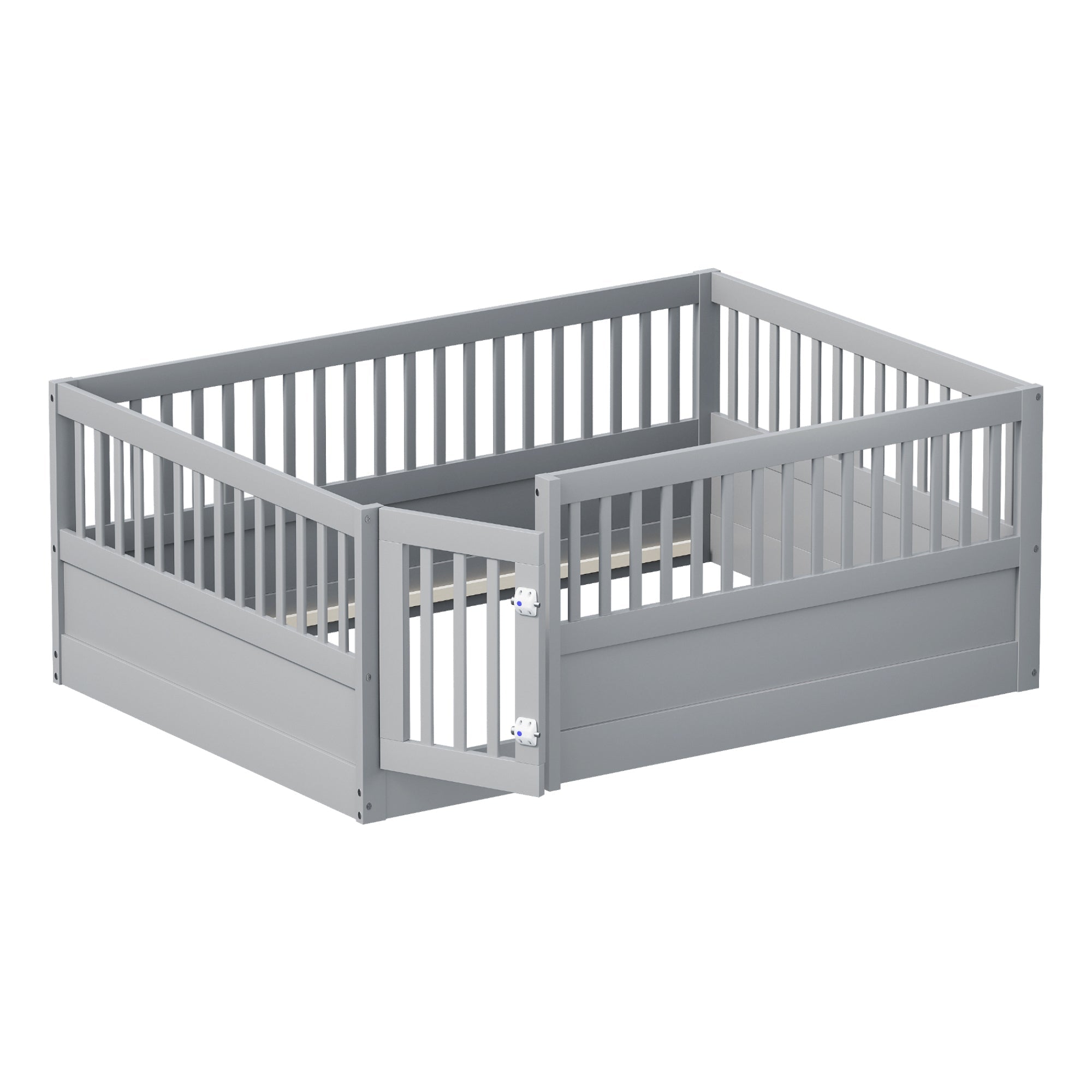 Logidon children's bed 140x200cm gray wooden bed frame with grid