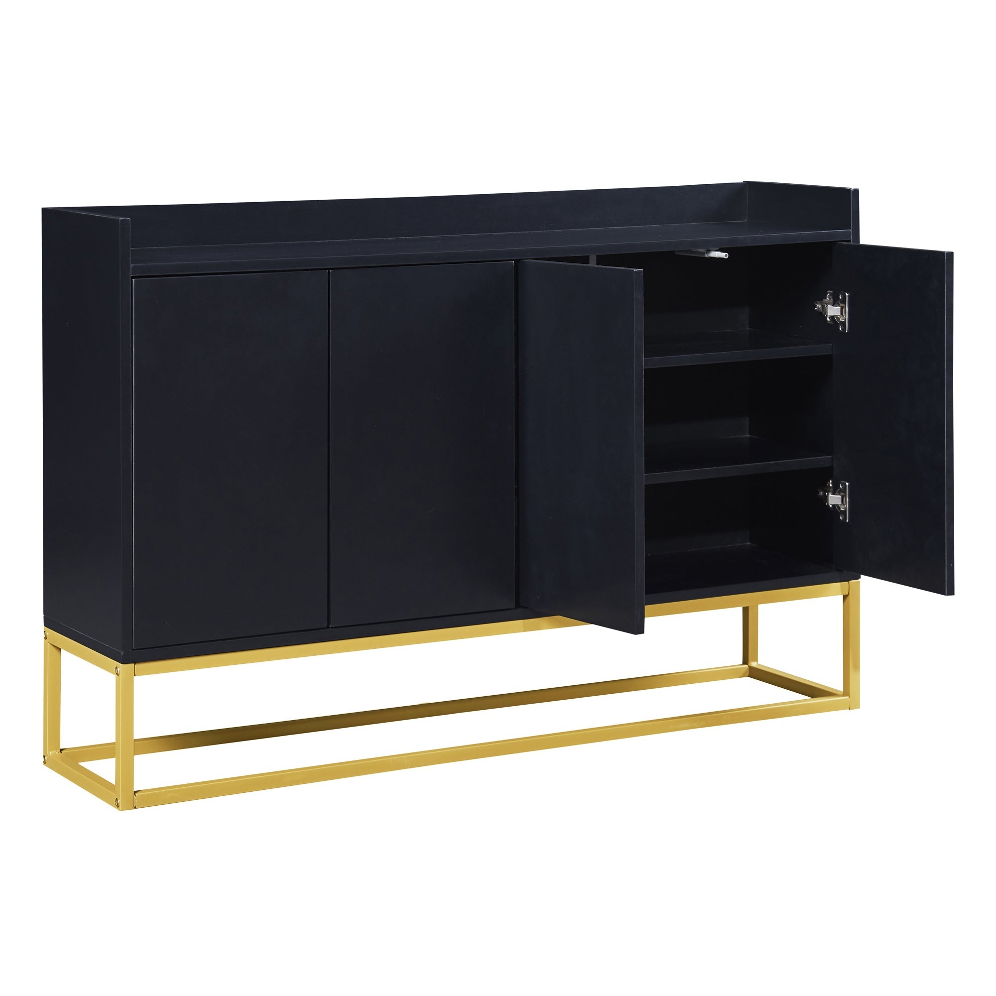 Logidon Modern Dressoir Zwart 4 Deurs Greeploos 120 x 30 x 80 cm