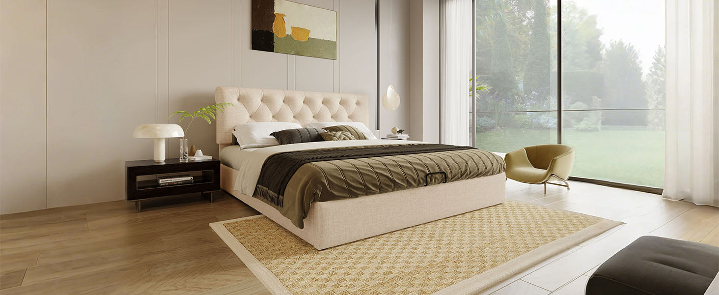 Logidon gestoffeerd bed 140x200 cm met verstelbaar hoofdbord en opbergruimte