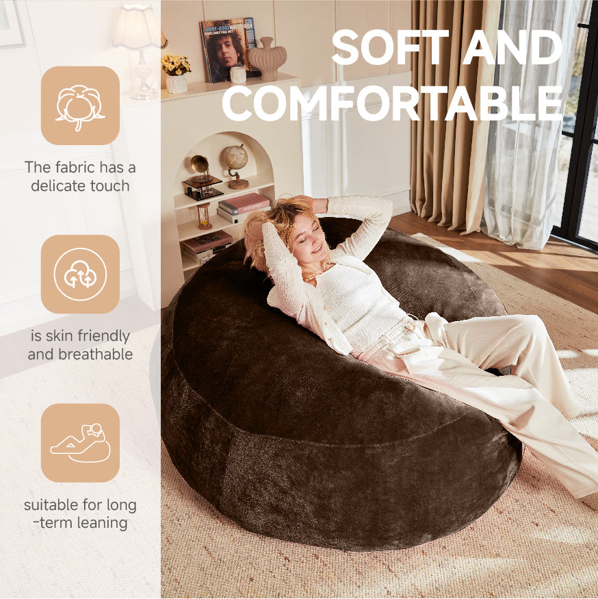Logidon 5FT Zitzak Bruin Comfortabele loungestoel voor volwassenen