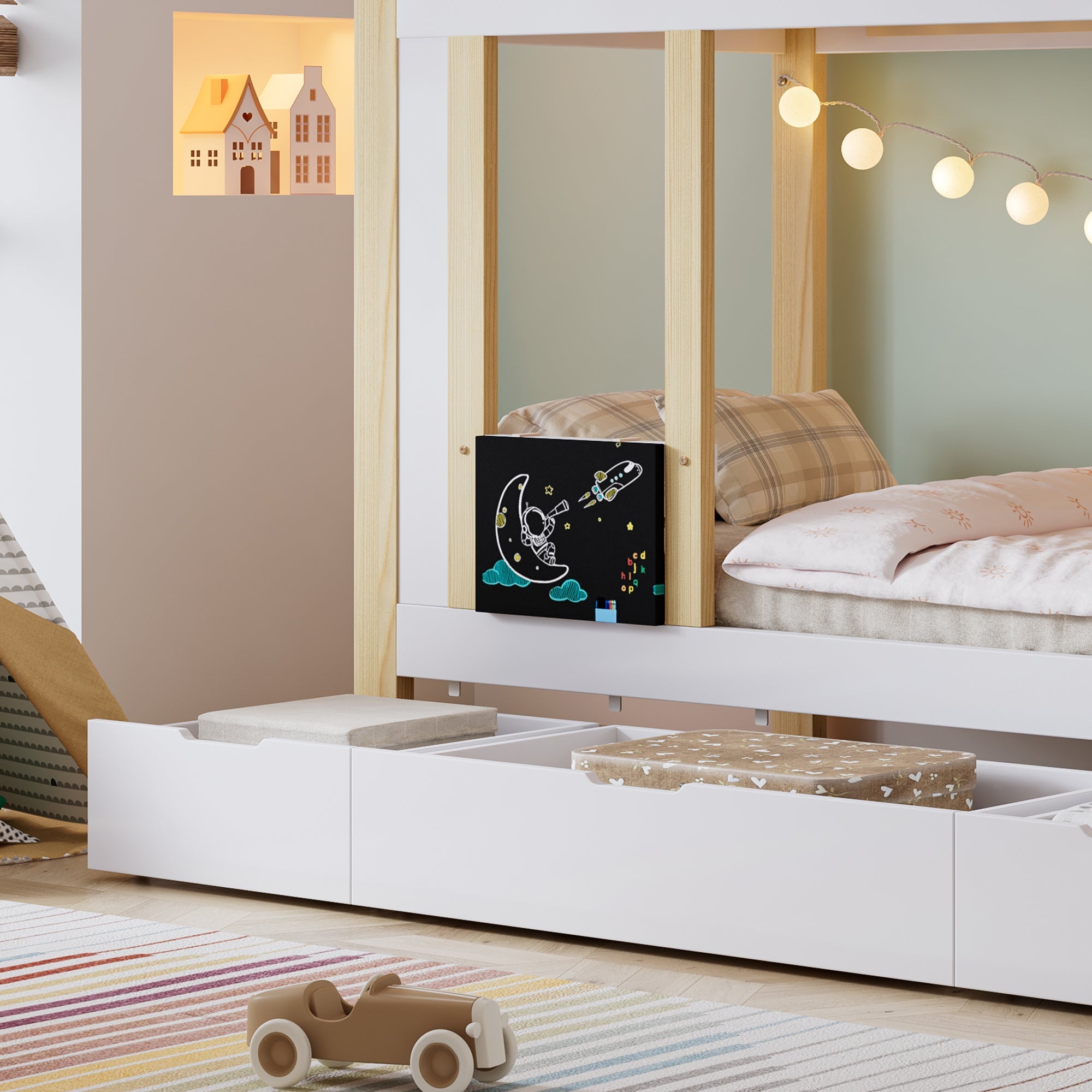 Logidon stapelbed kinderhoogslaper met trapkast opbergruimte 90x200