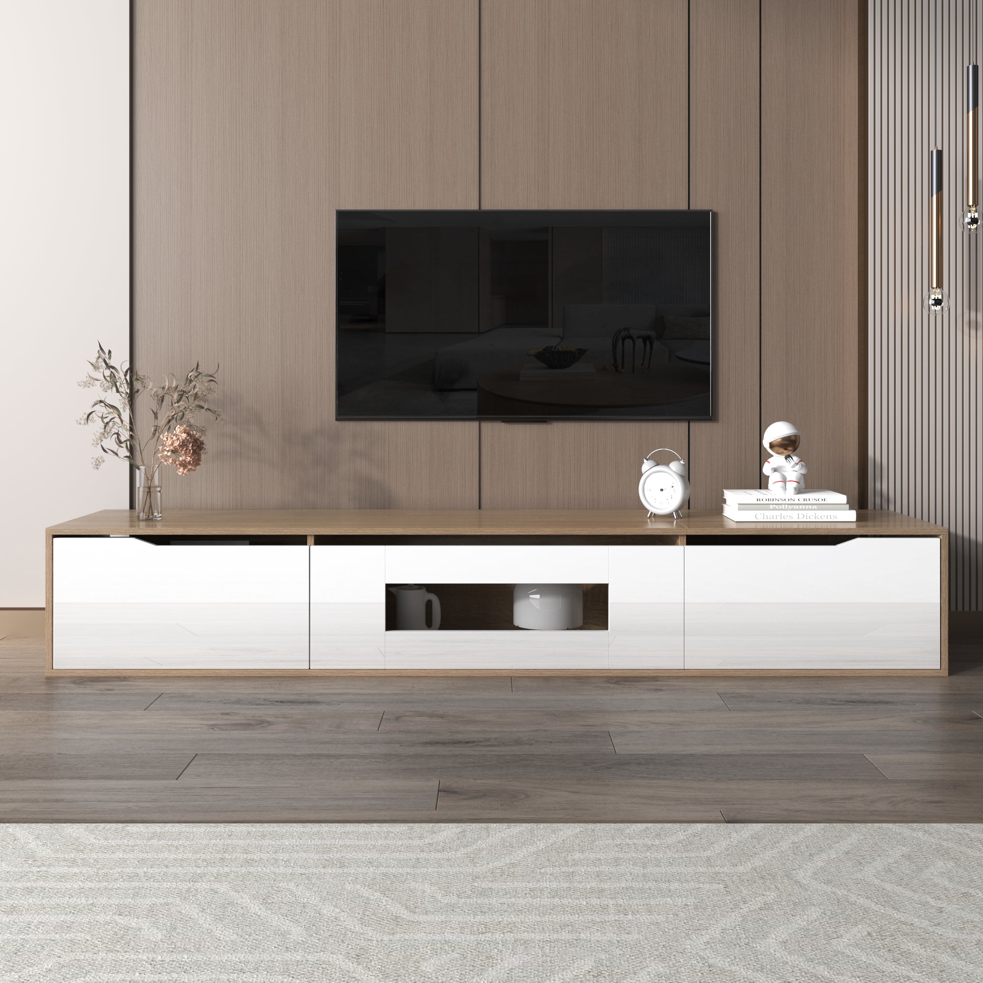 Logidon TV-meubel 180 cm hoogglans wit met kleurwisselende LED