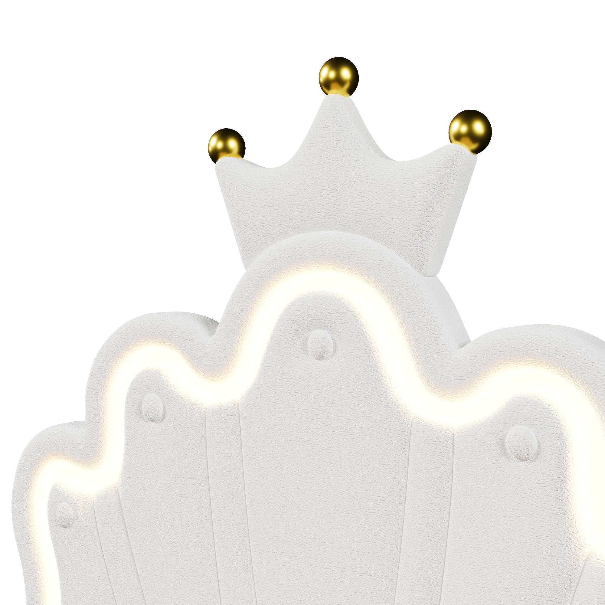 Logidon prinsessenbed 90x200 cm wit kunstleer LED-verlichting