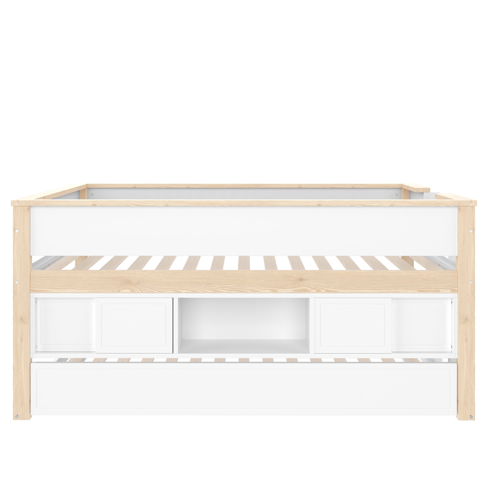 Logidon halfhoogsbed 90x200 wit naturel met onderschuifbed en opbergruimte