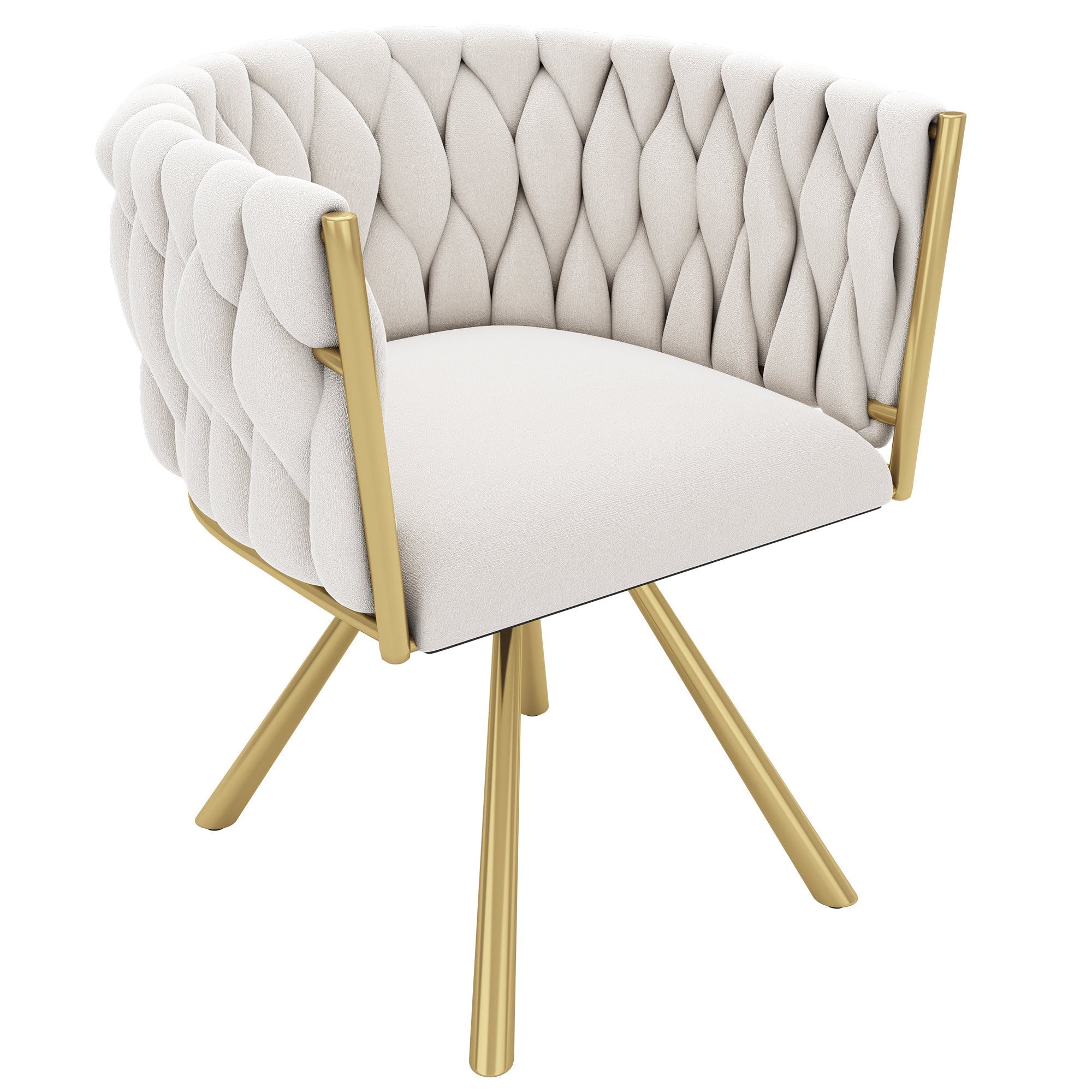 Logidon fluwelen eetkamerstoel beige goud set van 6 draaistoelen met metalen poten