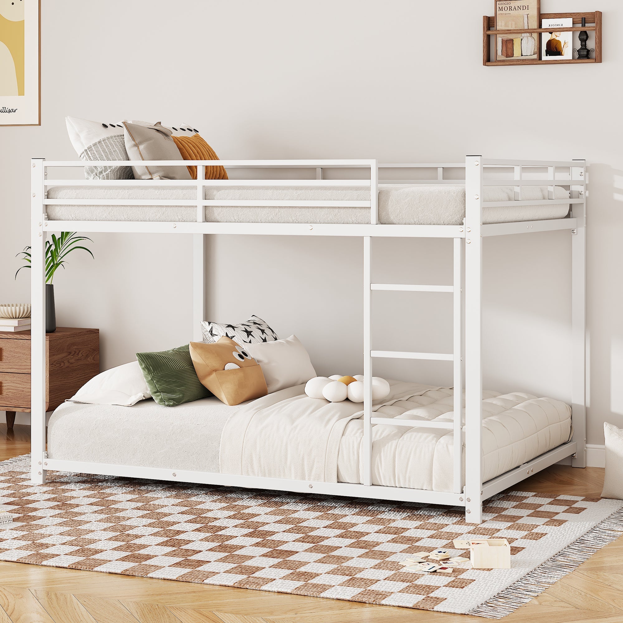 Logidon Bunk Bed 140x200 Metal White Safety Railing