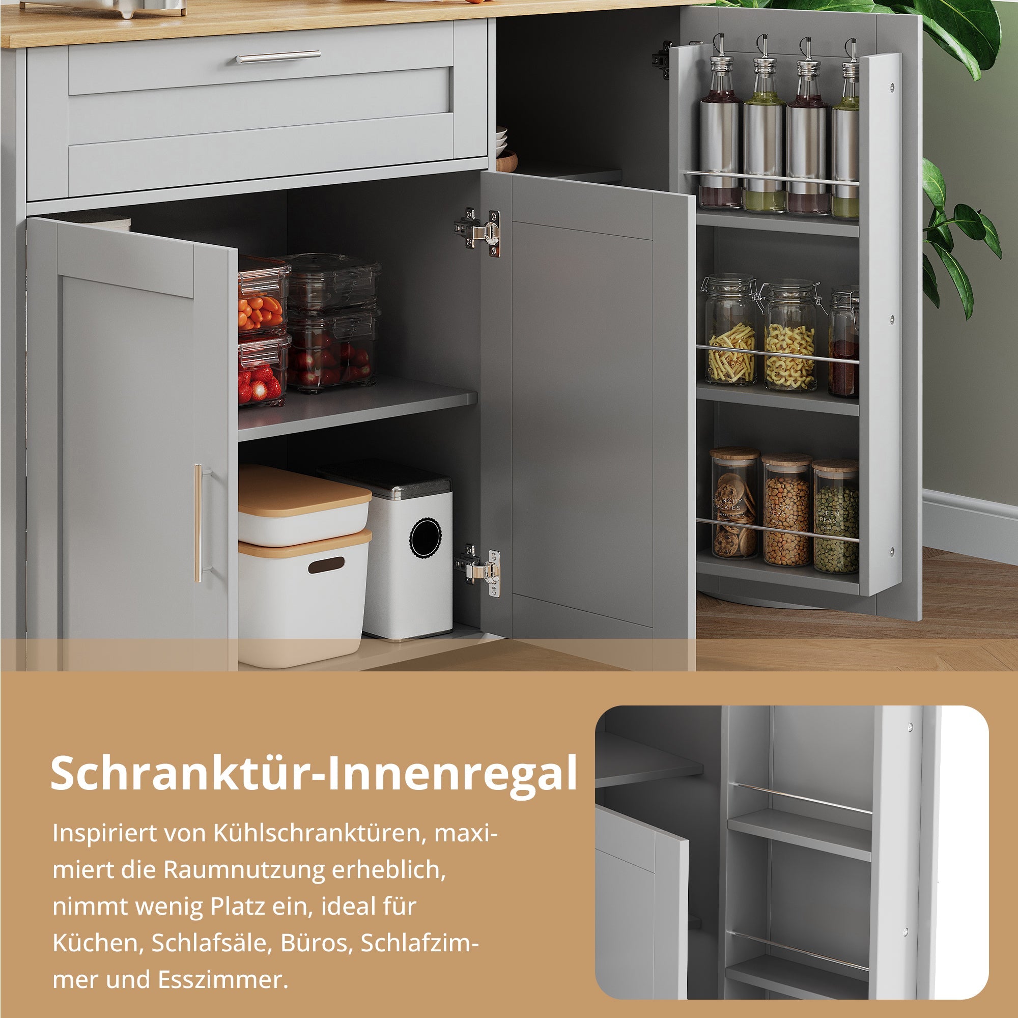 Logidon mobile kitchen table with folding top oak grain