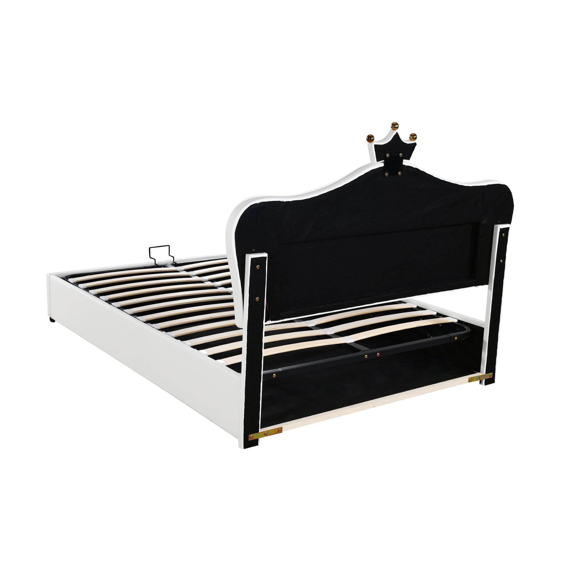 Logidon kinderbed 140 x 200 cm gestoffeerd bed met opbergruimte LED wit
