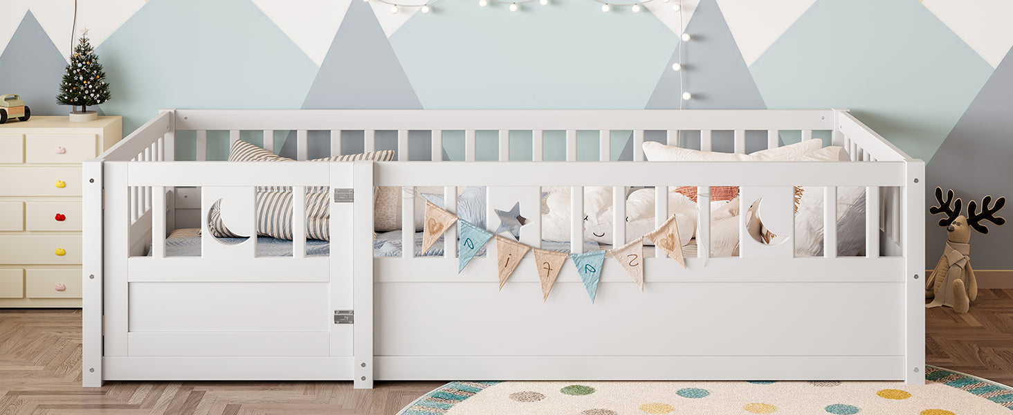 Logidon paneelbed 90x190 cm wit met raster ster maan decor