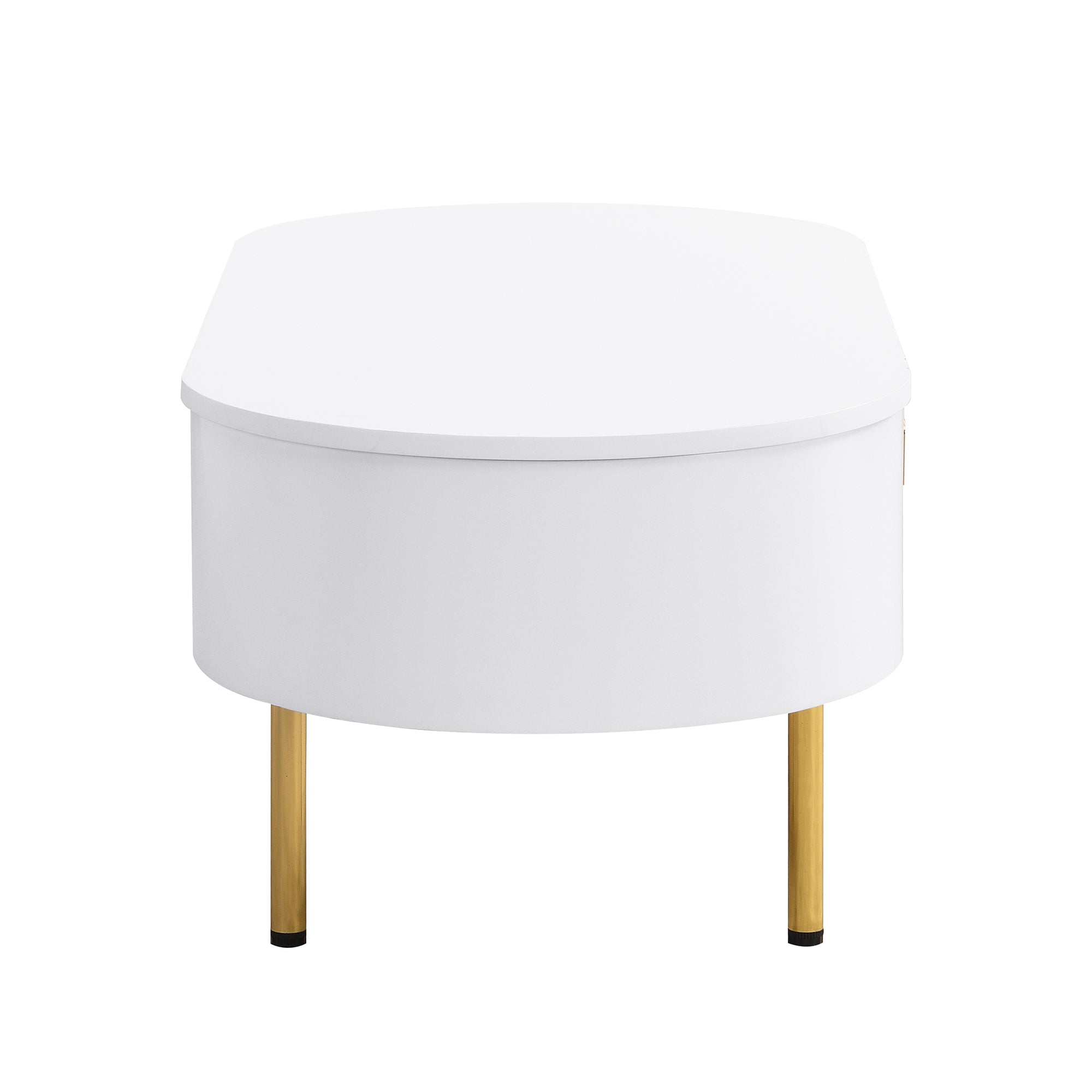 Logidon White Coffee Table With Two Drawers And Gold Handles